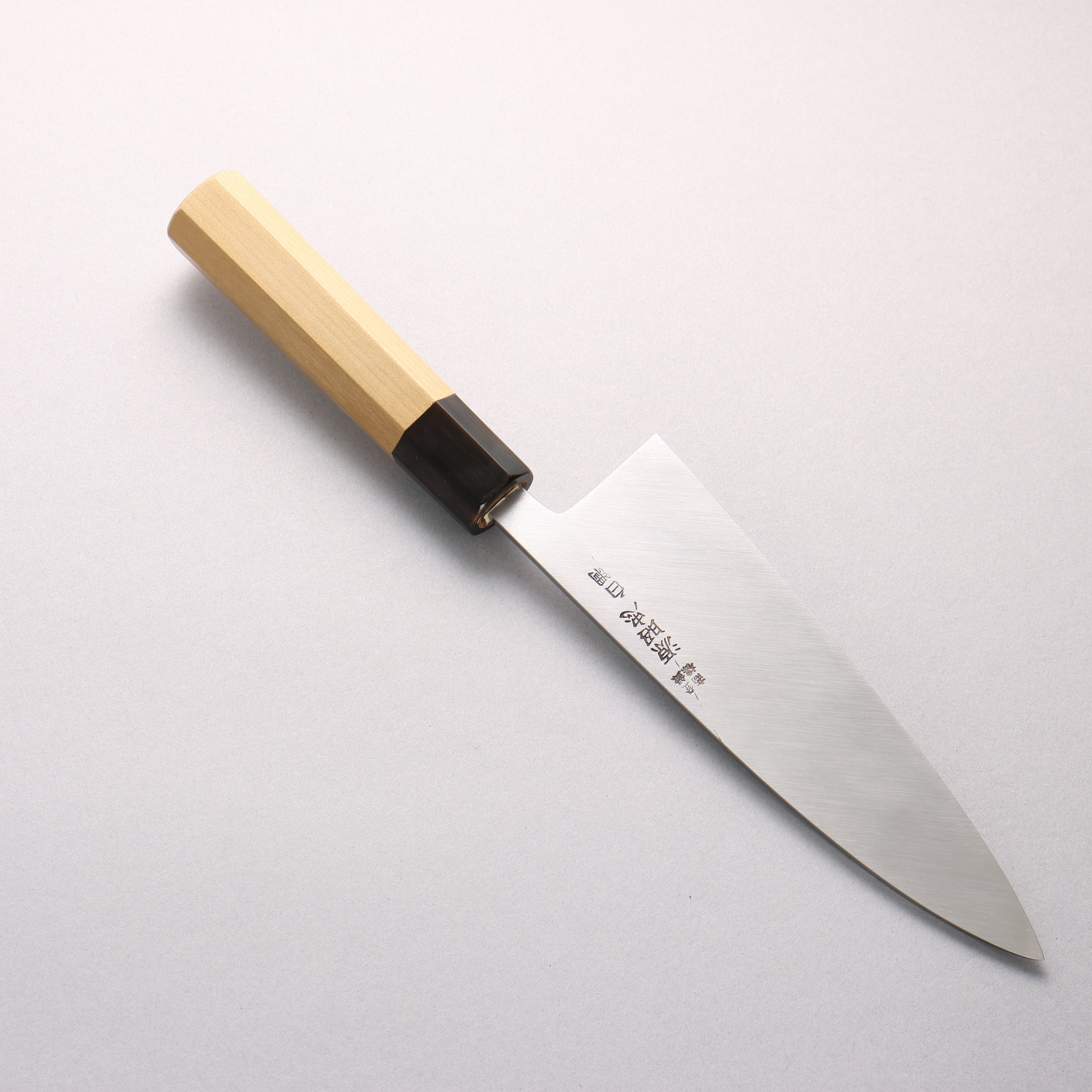 源 昭忠 白ニ鋼 相出刃 180mm 朴 (口輪：水牛)柄 - 清助刃物
