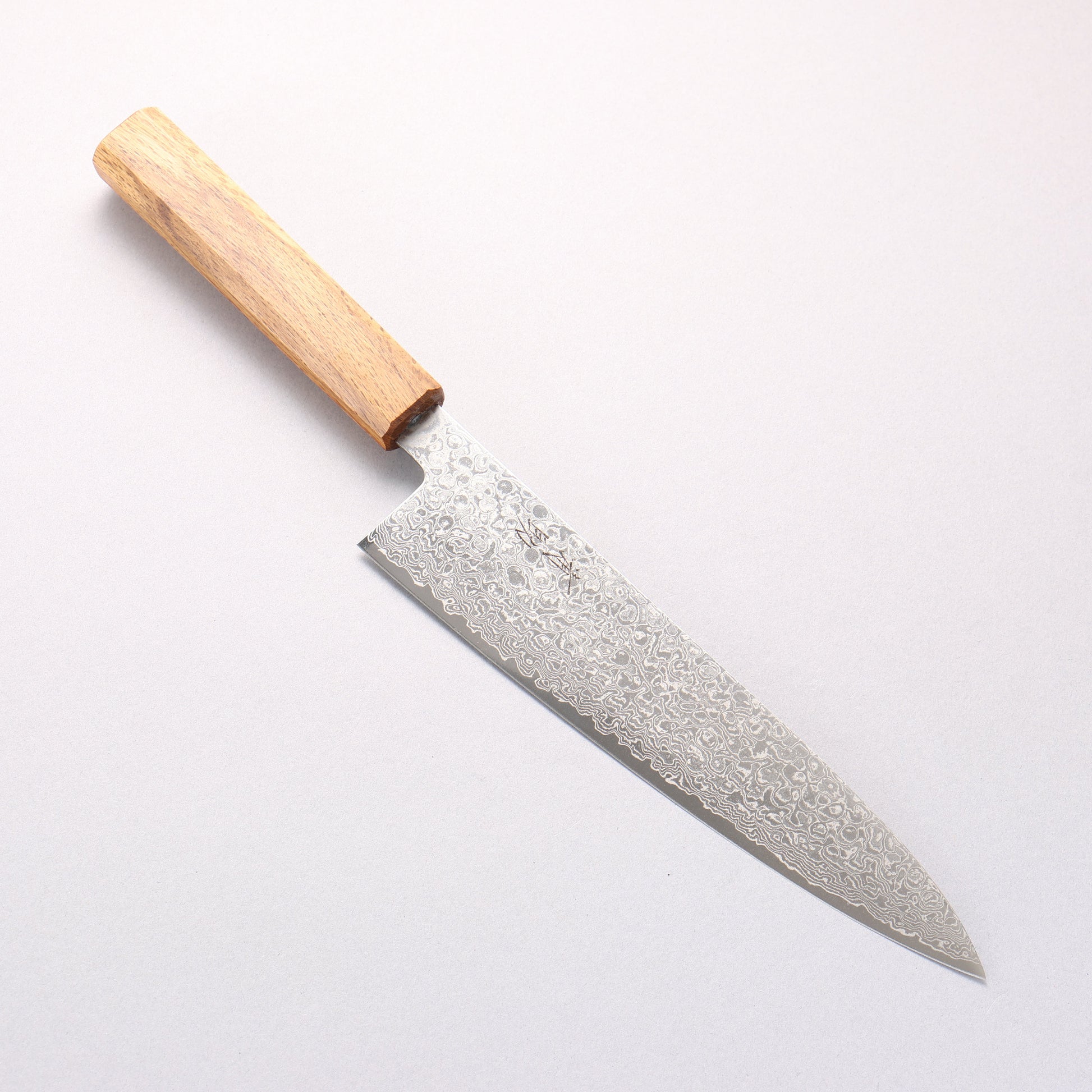 清助 ZA-18 鏡面仕上げ ダマスカス 牛刀包丁 210mm 樫柄 - 清助刃物