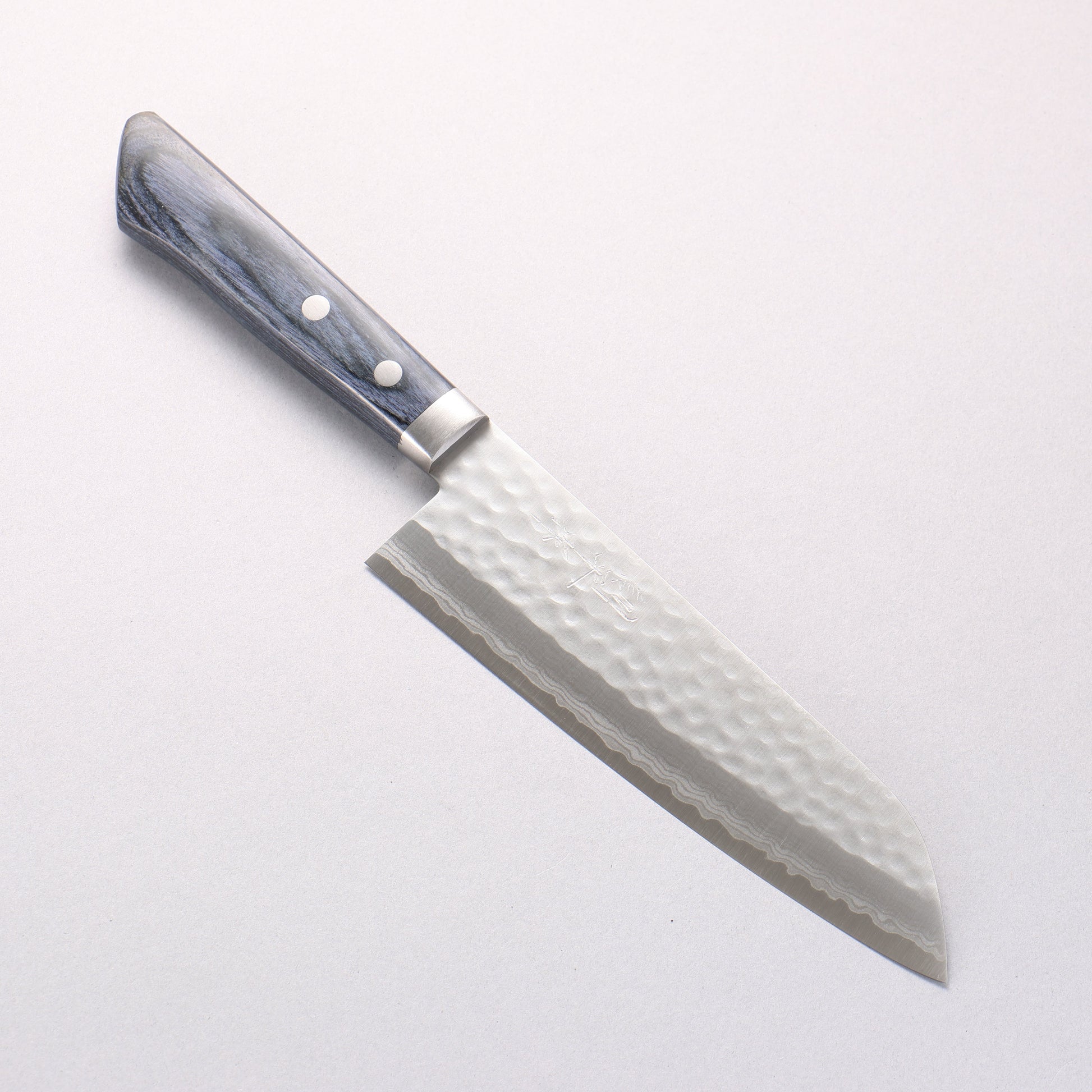 訓平 刻流（こくりゅう） V金10号 鎚目 ダマスカス 三徳包丁 170mm 合板 (紺色)柄 - 清助刃物