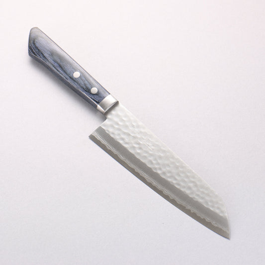 訓平 刻流（こくりゅう） V金10号 鎚目 ダマスカス 三徳包丁 170mm 合板 (紺色)柄 - 清助刃物