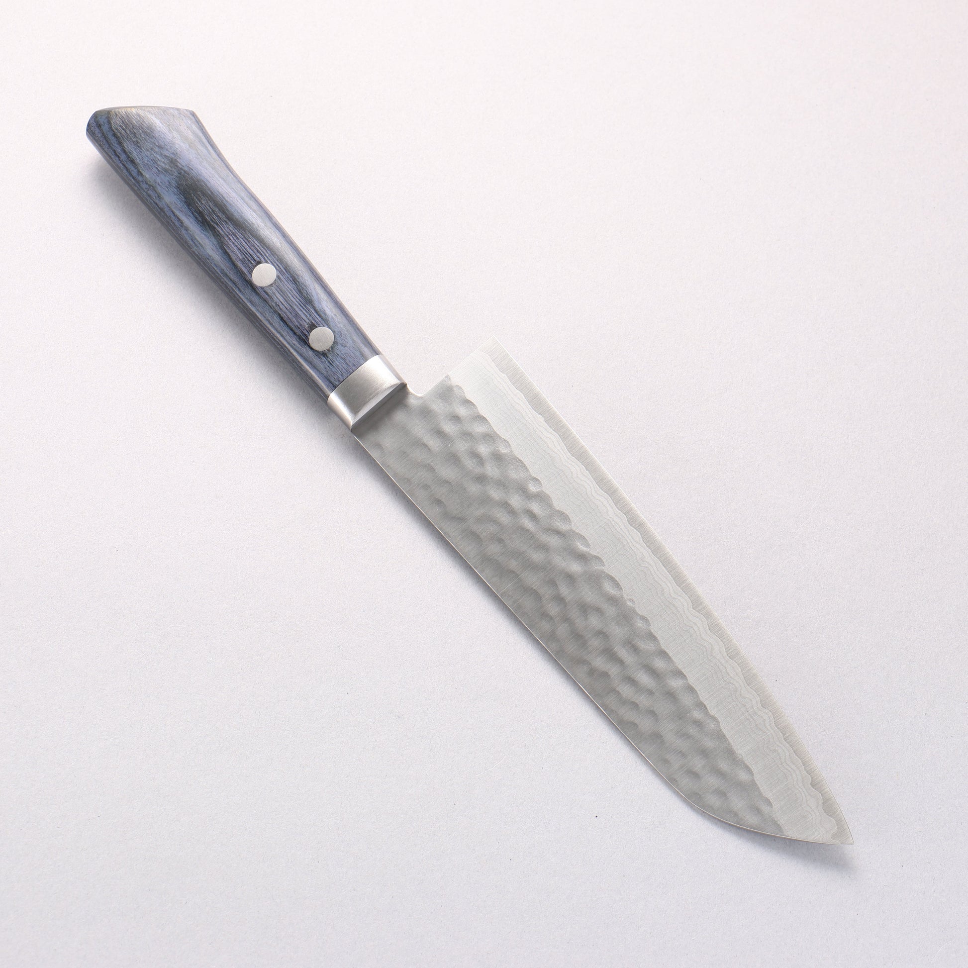訓平 刻流（こくりゅう） V金10号 鎚目 ダマスカス 三徳包丁 170mm 合板 (紺色)柄 - 清助刃物