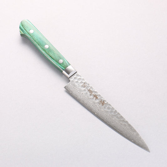 堺 孝行 V金10号 17層ダマスカス ペティーナイフ 135mm 緑合板柄 - 清助刃物