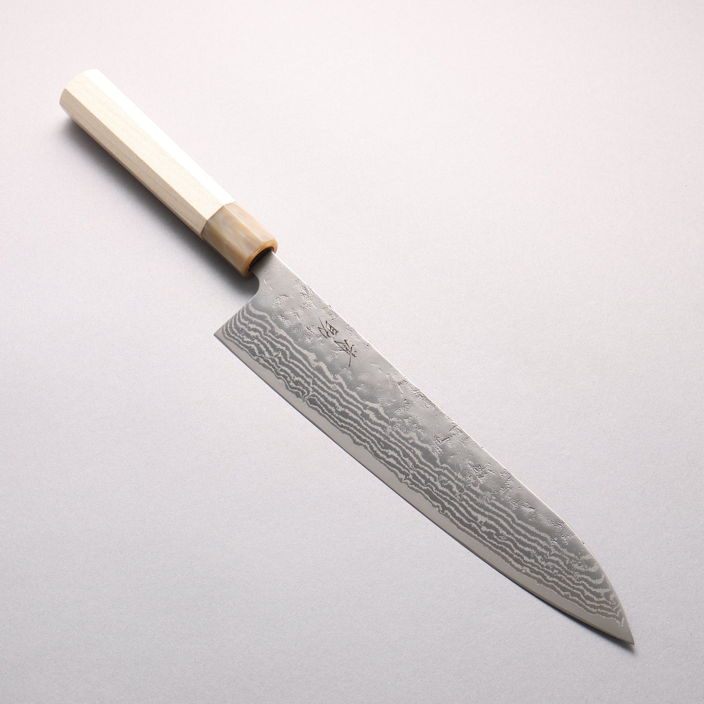 清助 スウェーデン鋼 ダマスカス 和紙地 牛刀包丁 240mm 朴柄