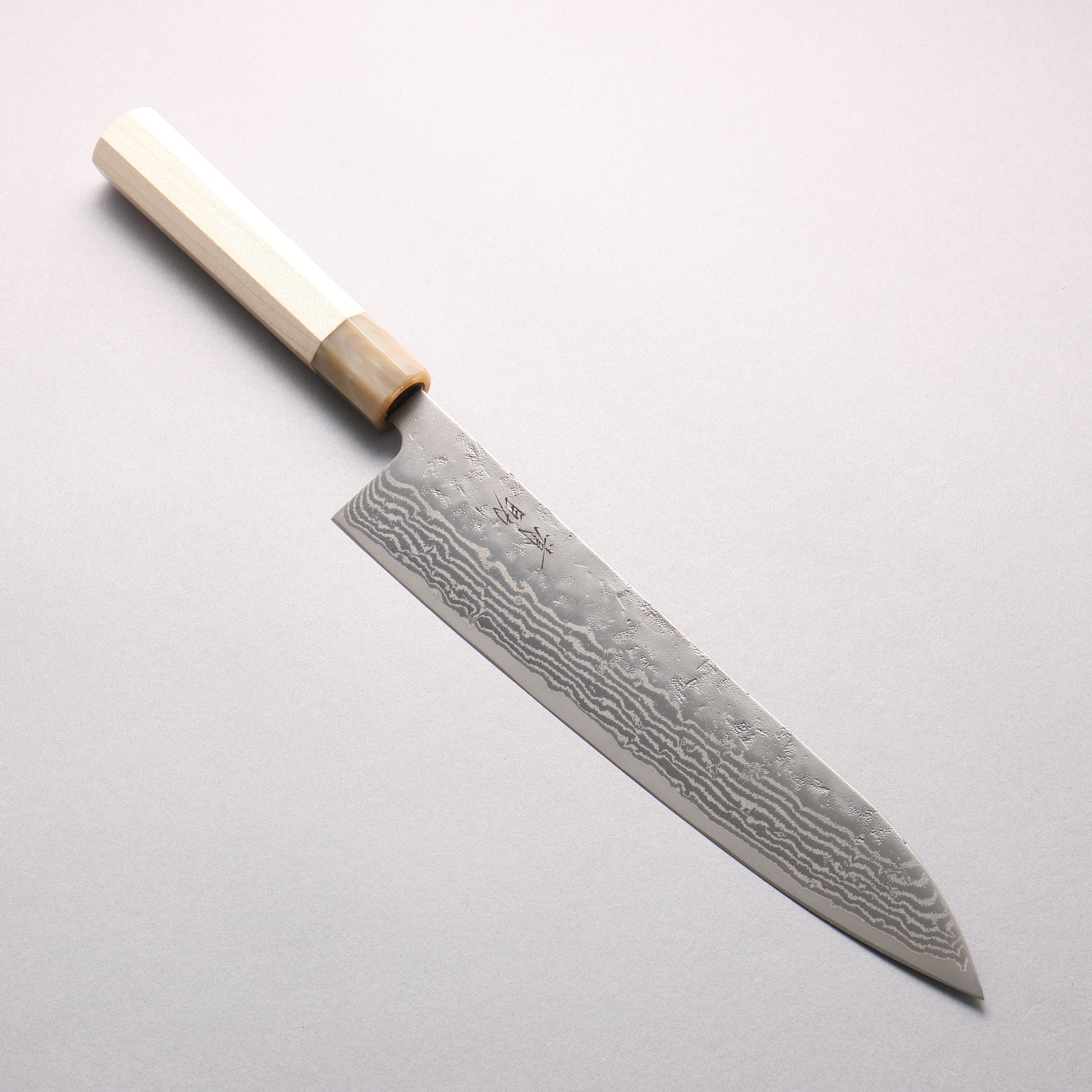 清助 スウェーデン鋼 ダマスカス 和紙地 牛刀包丁 240mm 朴柄