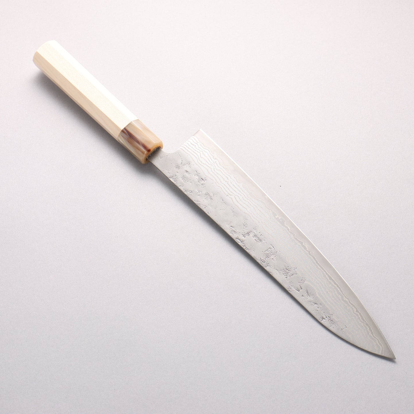 清助 スウェーデン鋼 ダマスカス 和紙地 牛刀包丁 240mm 朴柄