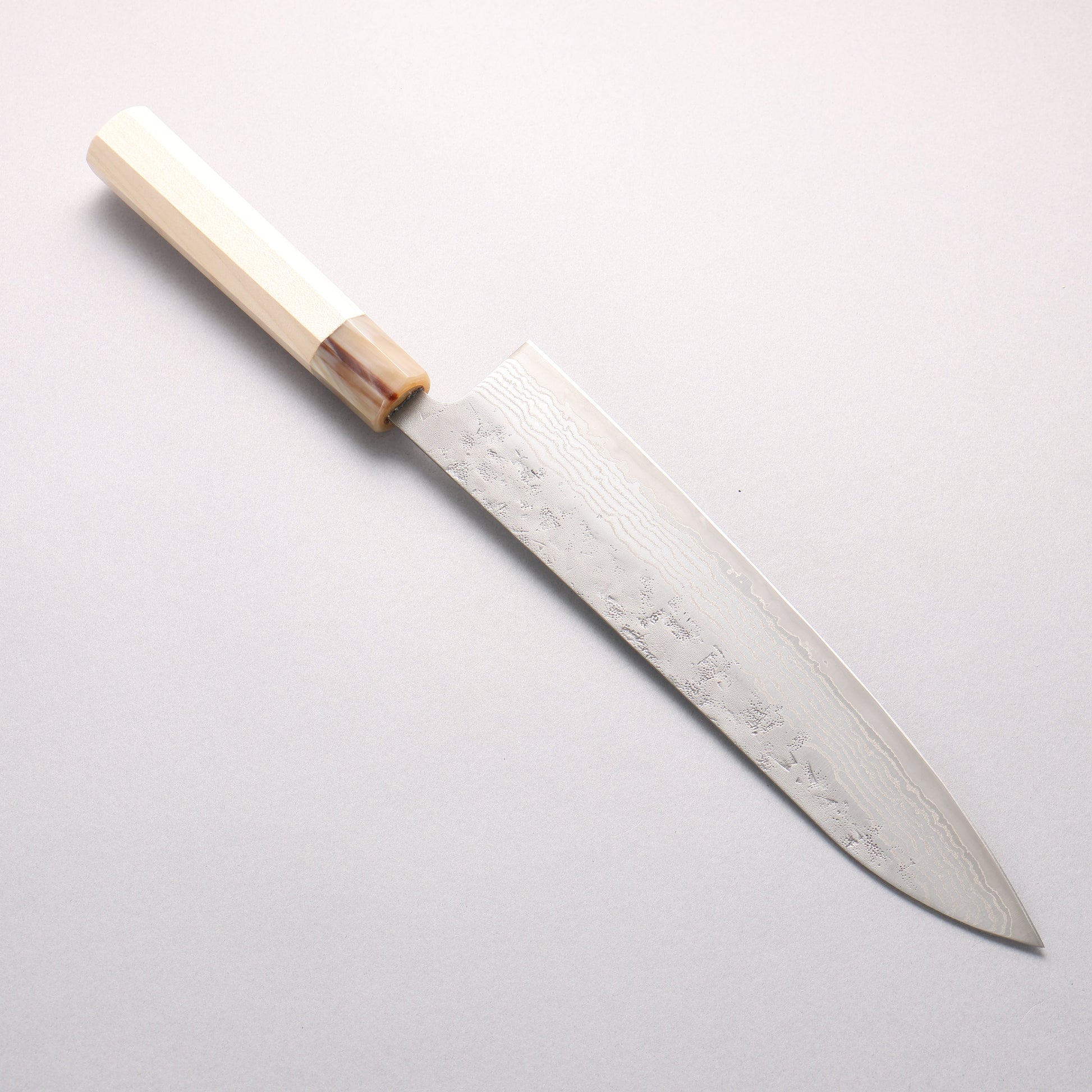 清助 スウェーデン鋼 ダマスカス 和紙地 牛刀包丁 240mm 朴柄