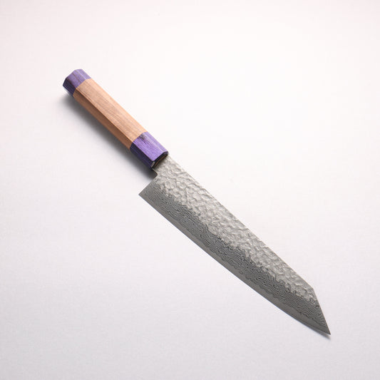 清助 銀三鋼 鎚目 ダマスカス マット 切付牛刀包丁 210mm ウォルナット (両側青口輪)柄 - 清助刃物