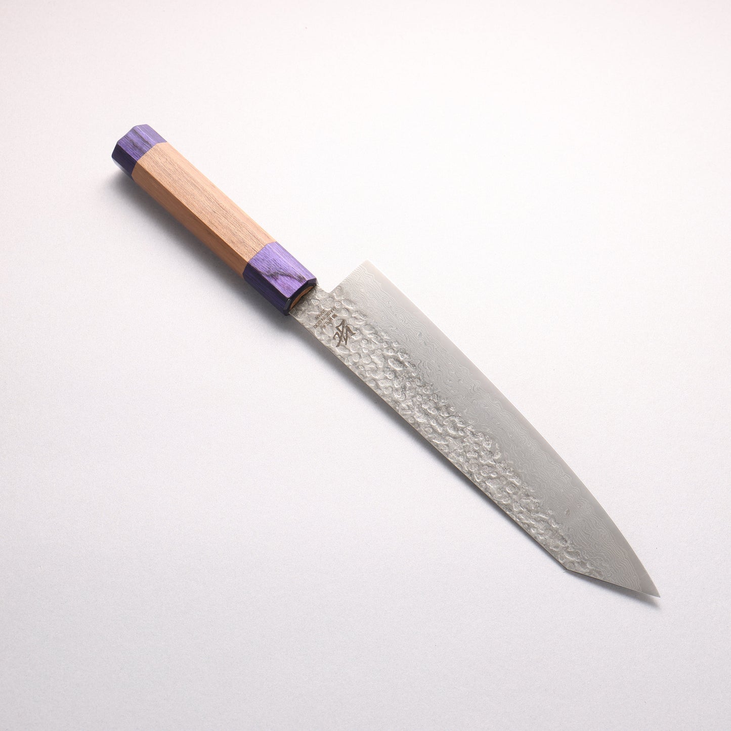 清助 銀三鋼 鎚目 ダマスカス マット 切付牛刀包丁 210mm ウォルナット (両側青口輪)柄