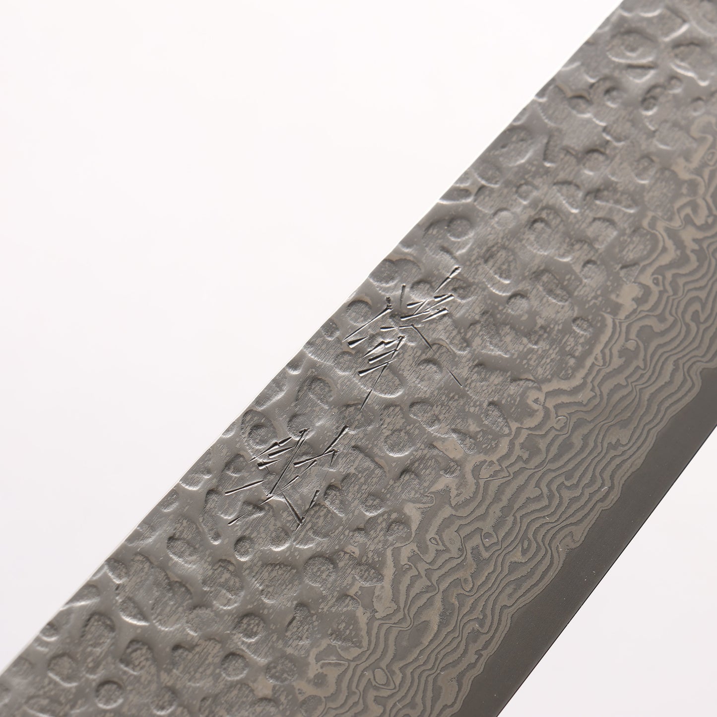 清助 銀三鋼 鎚目 ダマスカス マット 切付牛刀包丁 210mm ウォルナット (両側青口輪)柄