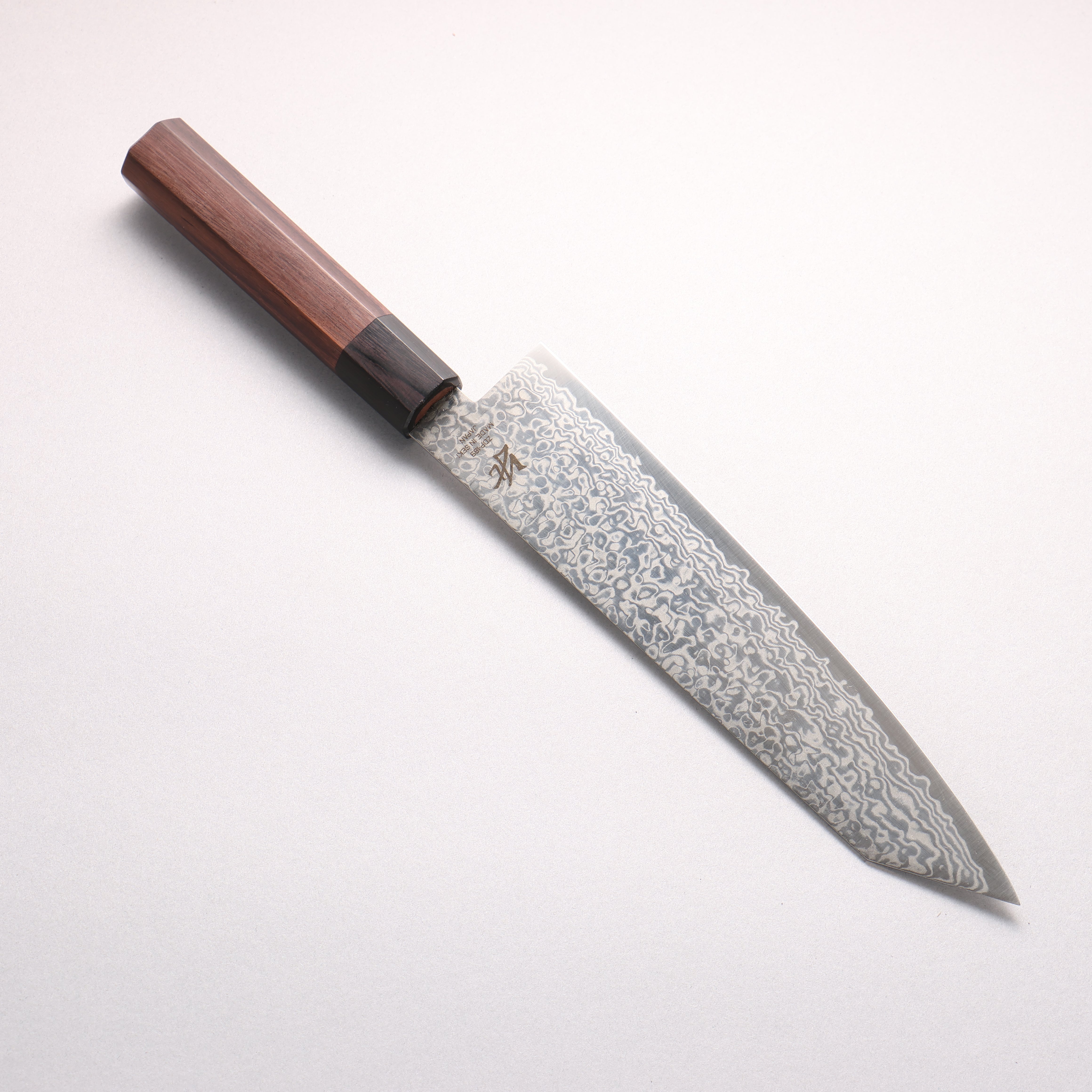 清助 ZDP189 ダマスカス 切付牛刀包丁 210mm 紫檀 (口輪：黒合板)柄 - 清助刃物