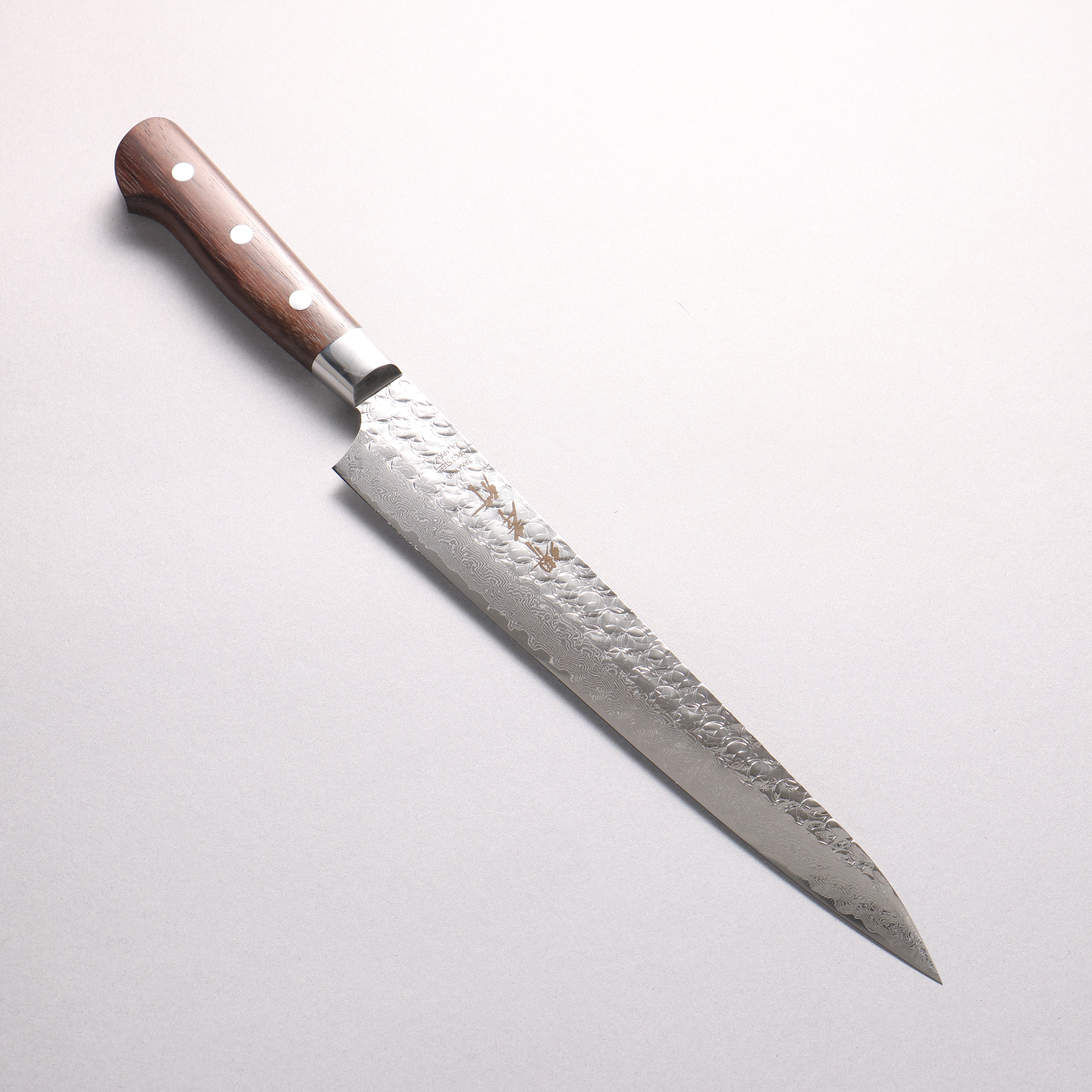 堺 孝行 SG2 鎚目 ダマスカス 磨き仕上げ 筋引包丁 240mm 紫檀柄 - 清助刃物