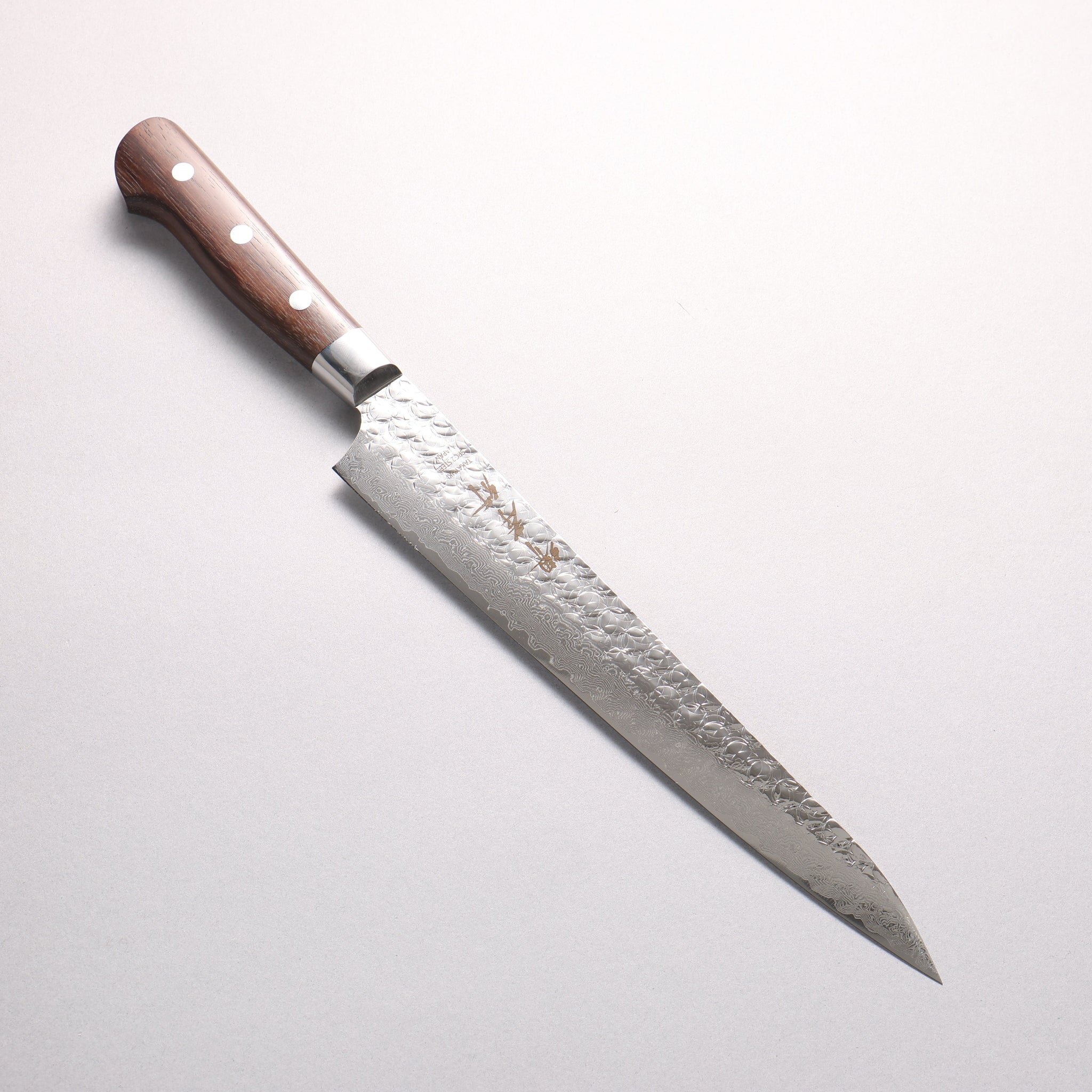 堺 孝行 SG2 鎚目 ダマスカス 磨き仕上げ 筋引包丁 240mm 紫檀柄 - 清助刃物