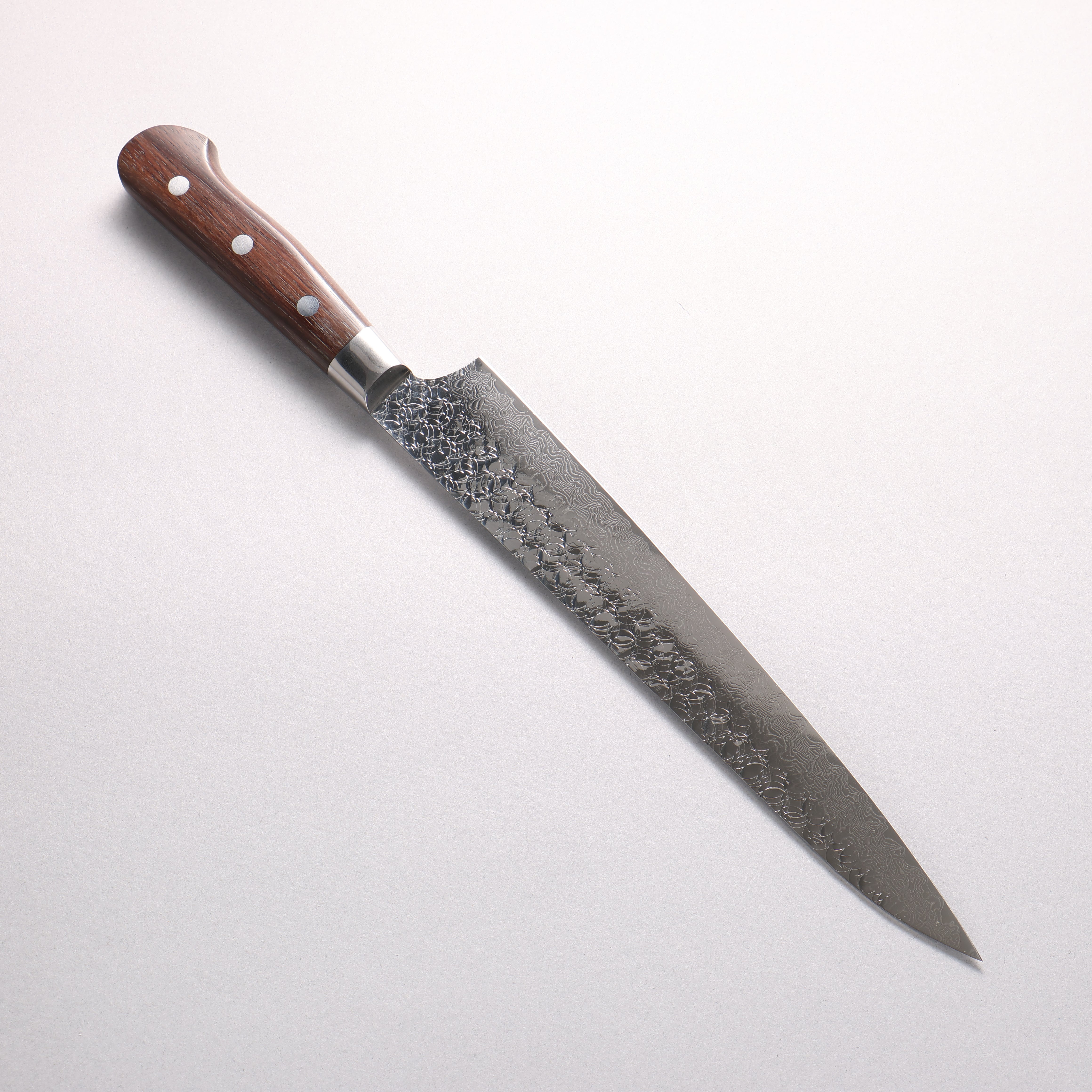 堺 孝行 SG2 鎚目 ダマスカス 磨き仕上げ 筋引包丁 240mm 紫檀柄 - 清助刃物