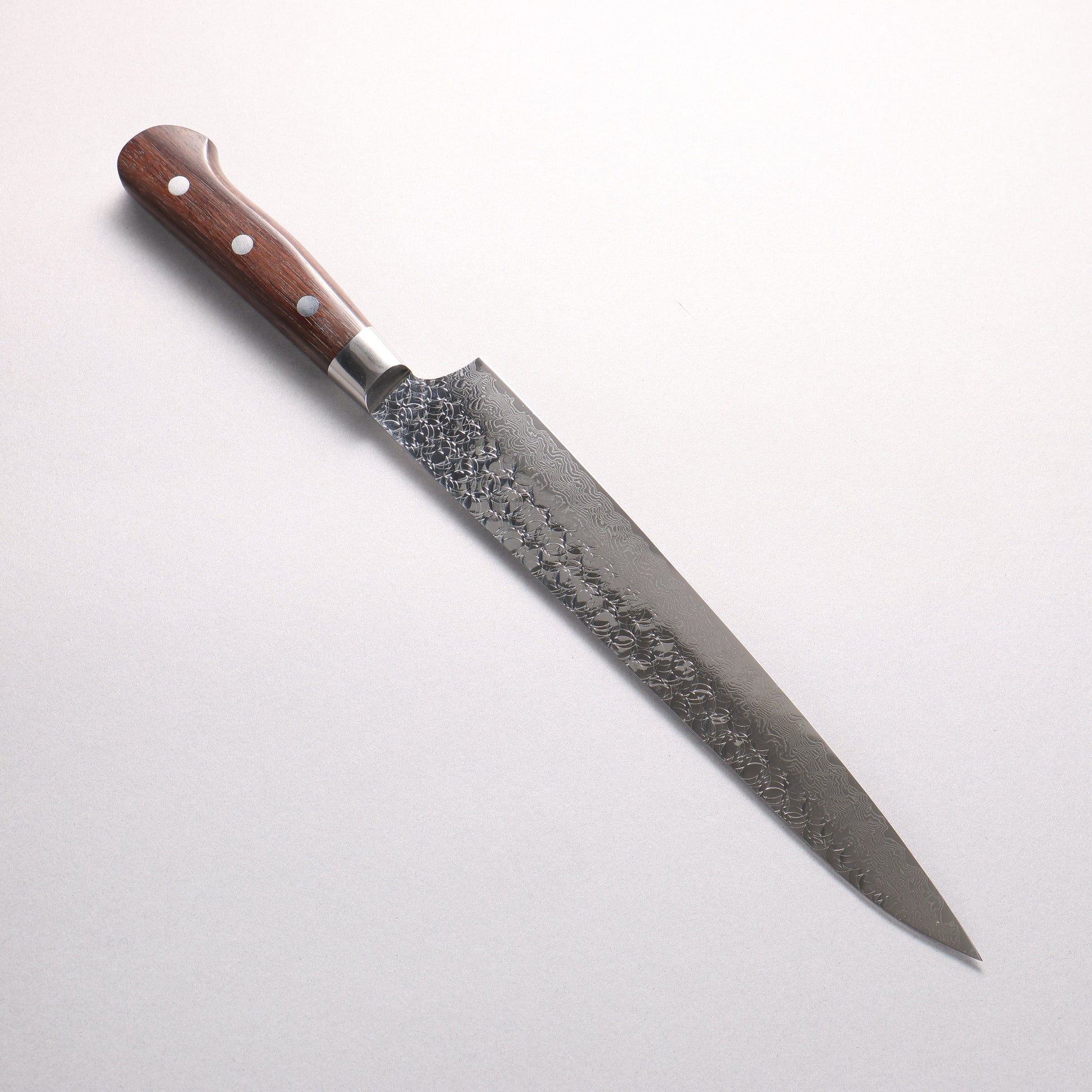 堺 孝行 SG2 鎚目 ダマスカス 磨き仕上げ 筋引包丁 240mm 紫檀柄