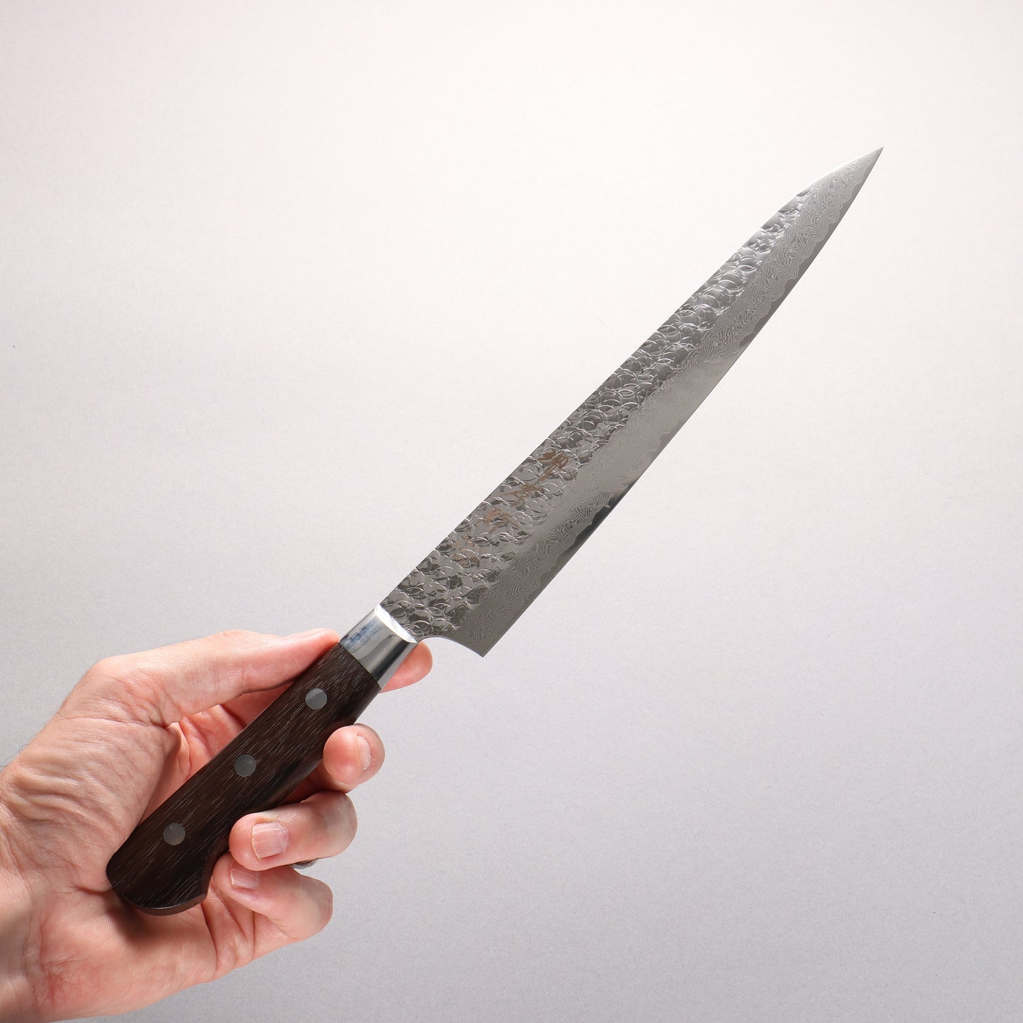 堺 孝行 SG2 鎚目 ダマスカス 磨き仕上げ 筋引包丁 240mm 紫檀柄