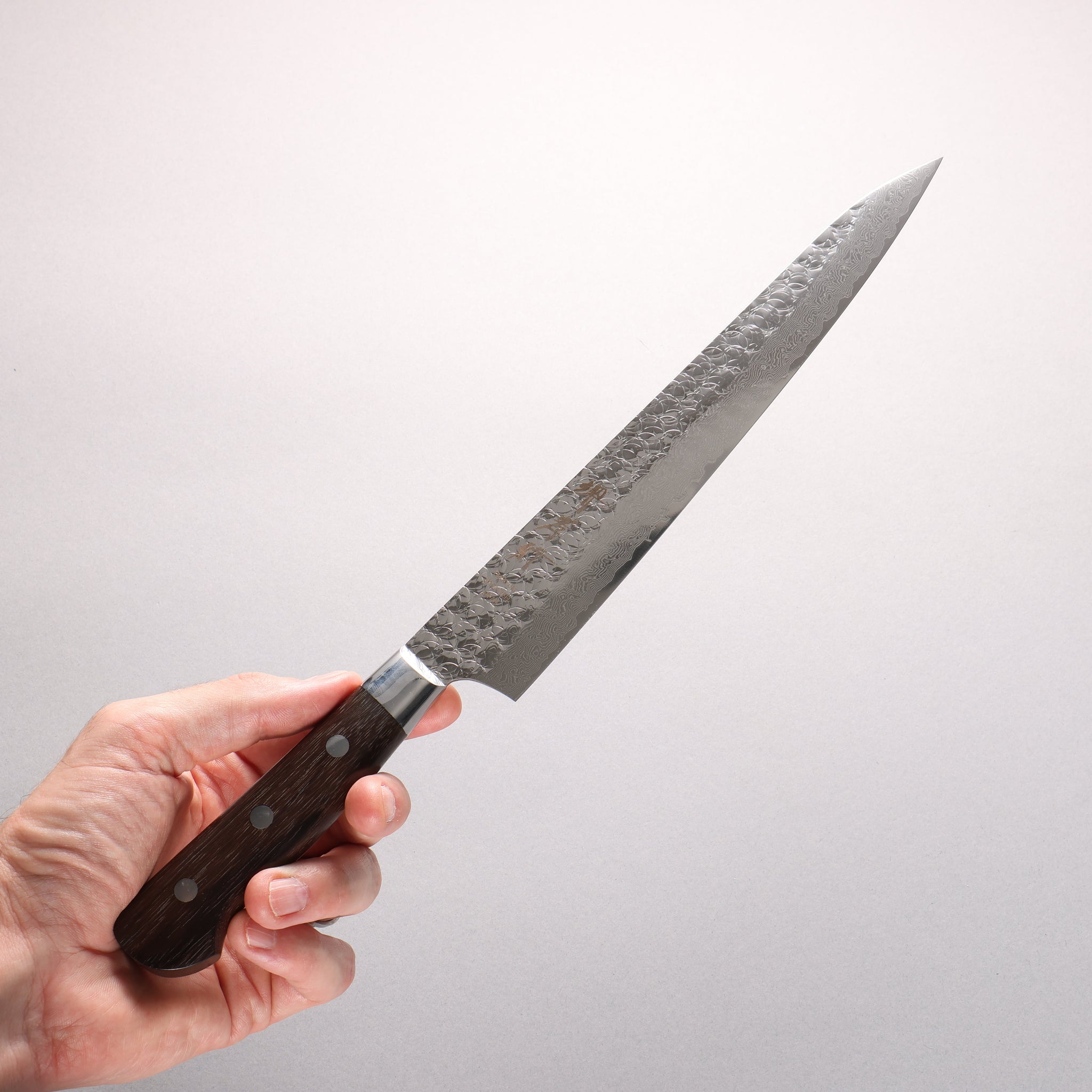 堺 孝行 SG2 鎚目 ダマスカス 磨き仕上げ 筋引包丁 240mm 紫檀柄 - 清助刃物