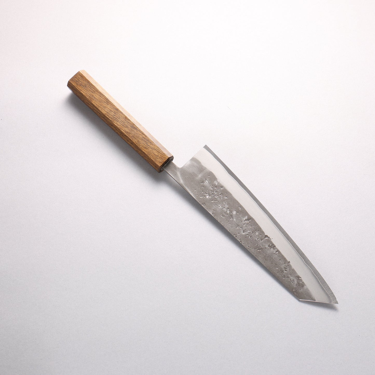翁流 SLD鋼 梨地 切付牛刀包丁 200mm 樫　（煙黒）柄