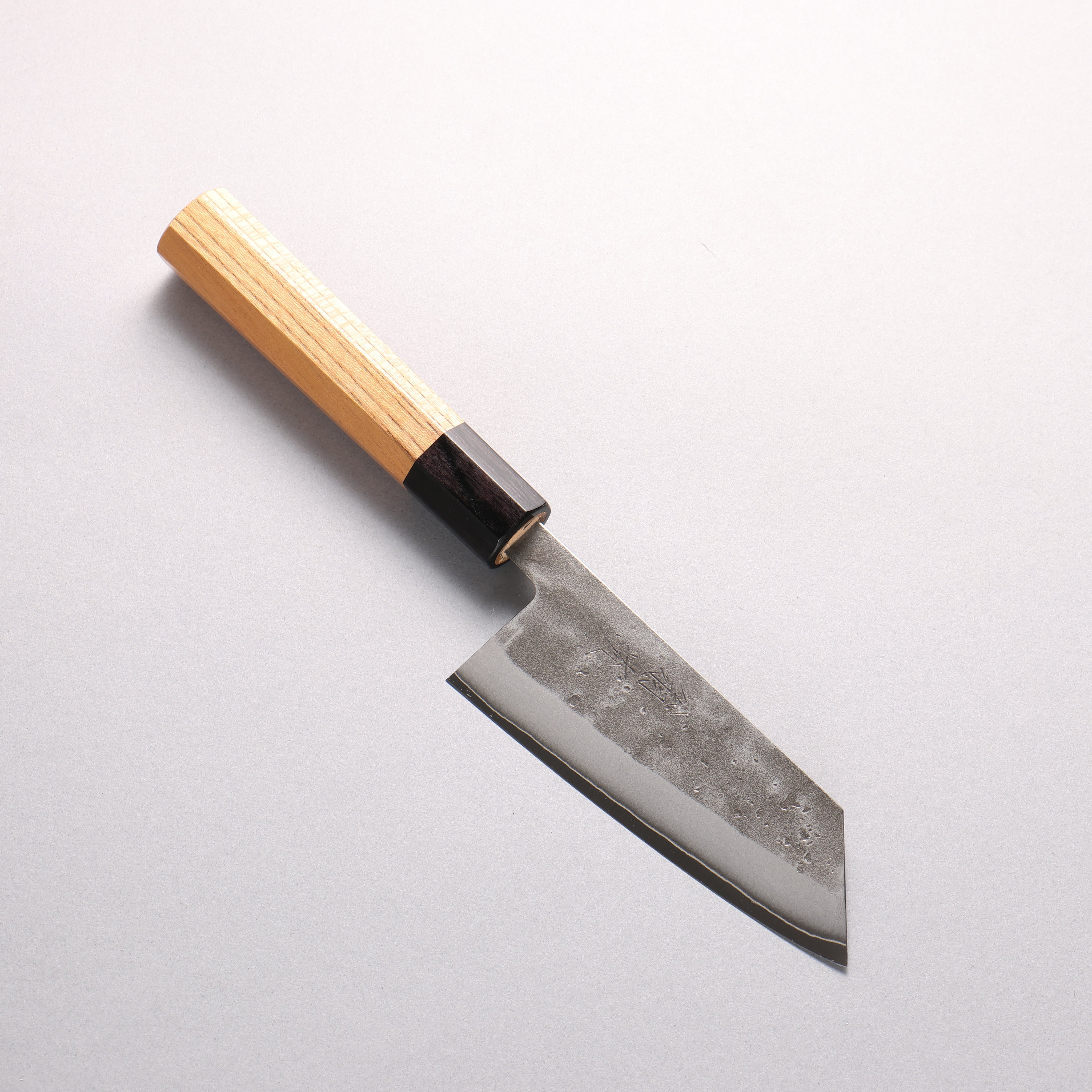 翁流 SLD鋼 梨地 小文化包丁 125mm ケヤキ (口輪：黒合板)柄 - 清助刃物