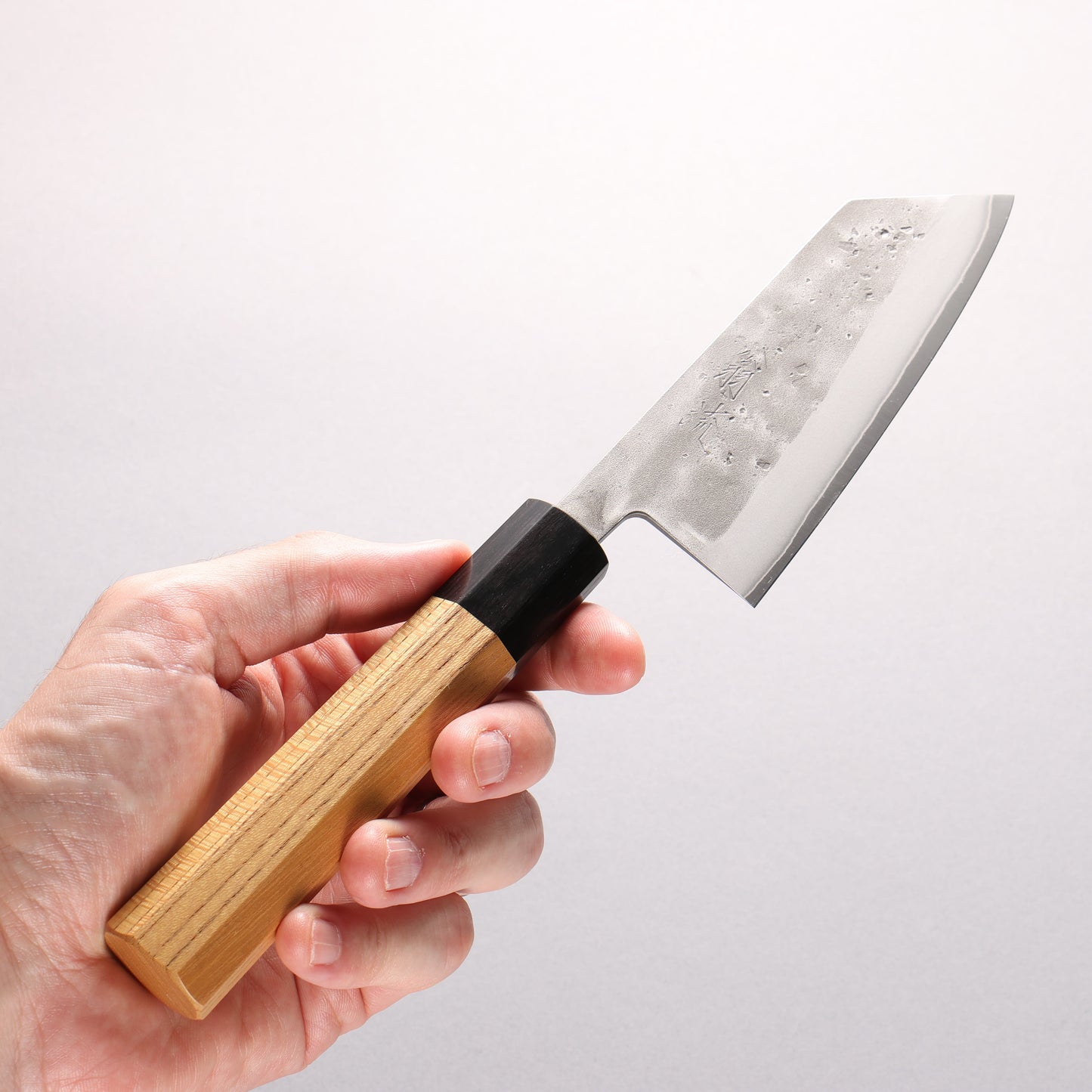 翁流 SLD鋼 梨地 小文化包丁 125mm ケヤキ (口輪：緑合板)柄
