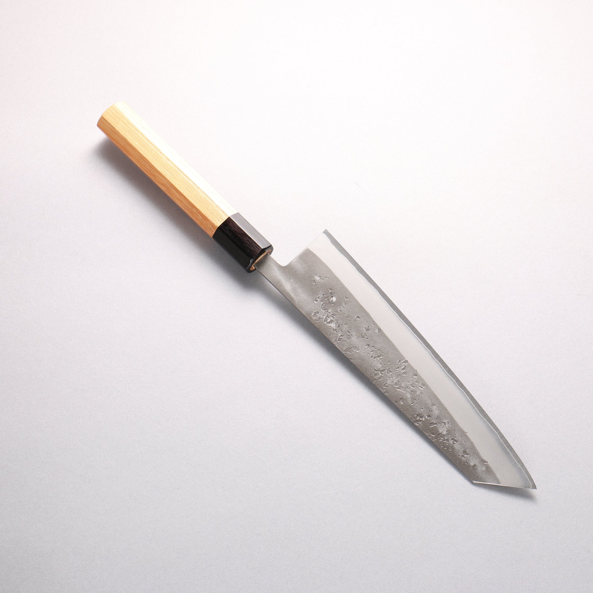 翁流 SLD鋼 梨地 切付牛刀包丁 200mm ケヤキ (口輪：緑合板)柄