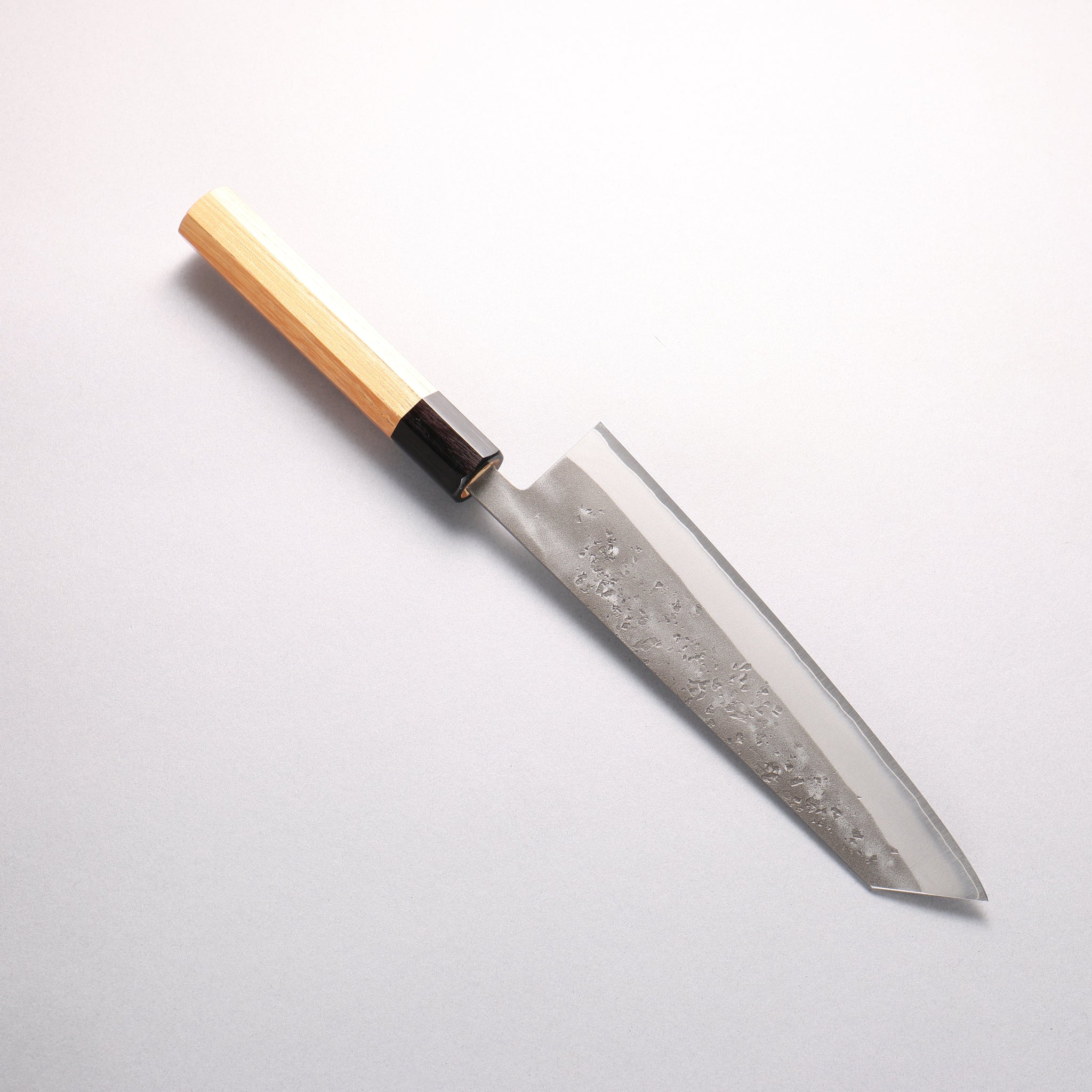 翁流 SLD鋼 梨地 切付牛刀包丁 200mm ケヤキ (口輪：黒合板)柄 - 清助刃物