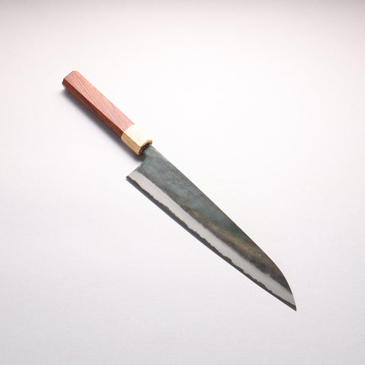 清助 青一鋼 黒仕上げ 切付牛刀包丁 240mm 紫檀 (口輪：樫)柄 - 清助刃物