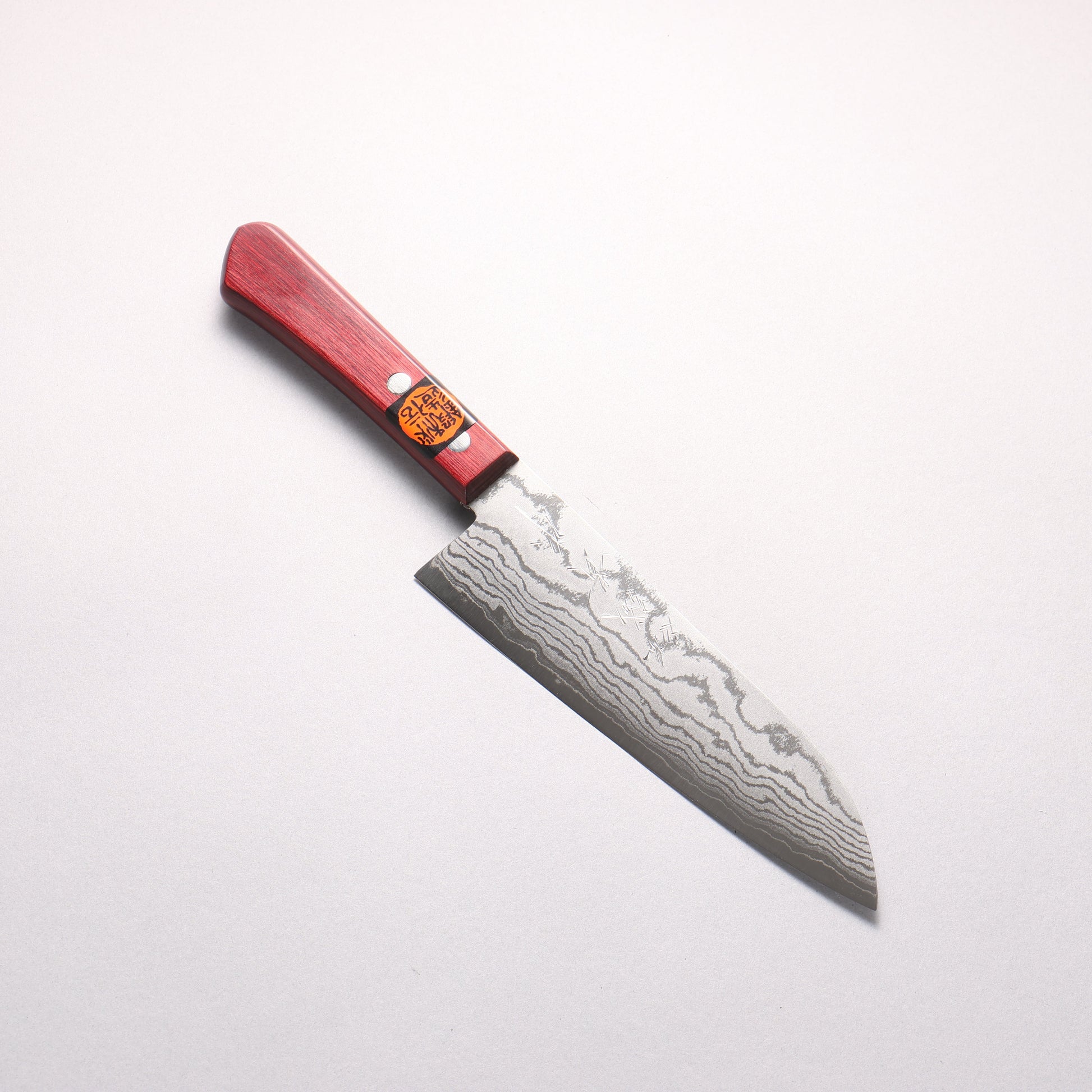 田中 誠貴 VG10 17層 ダマスカス 三徳包丁 165mm 赤合板柄 - 清助刃物