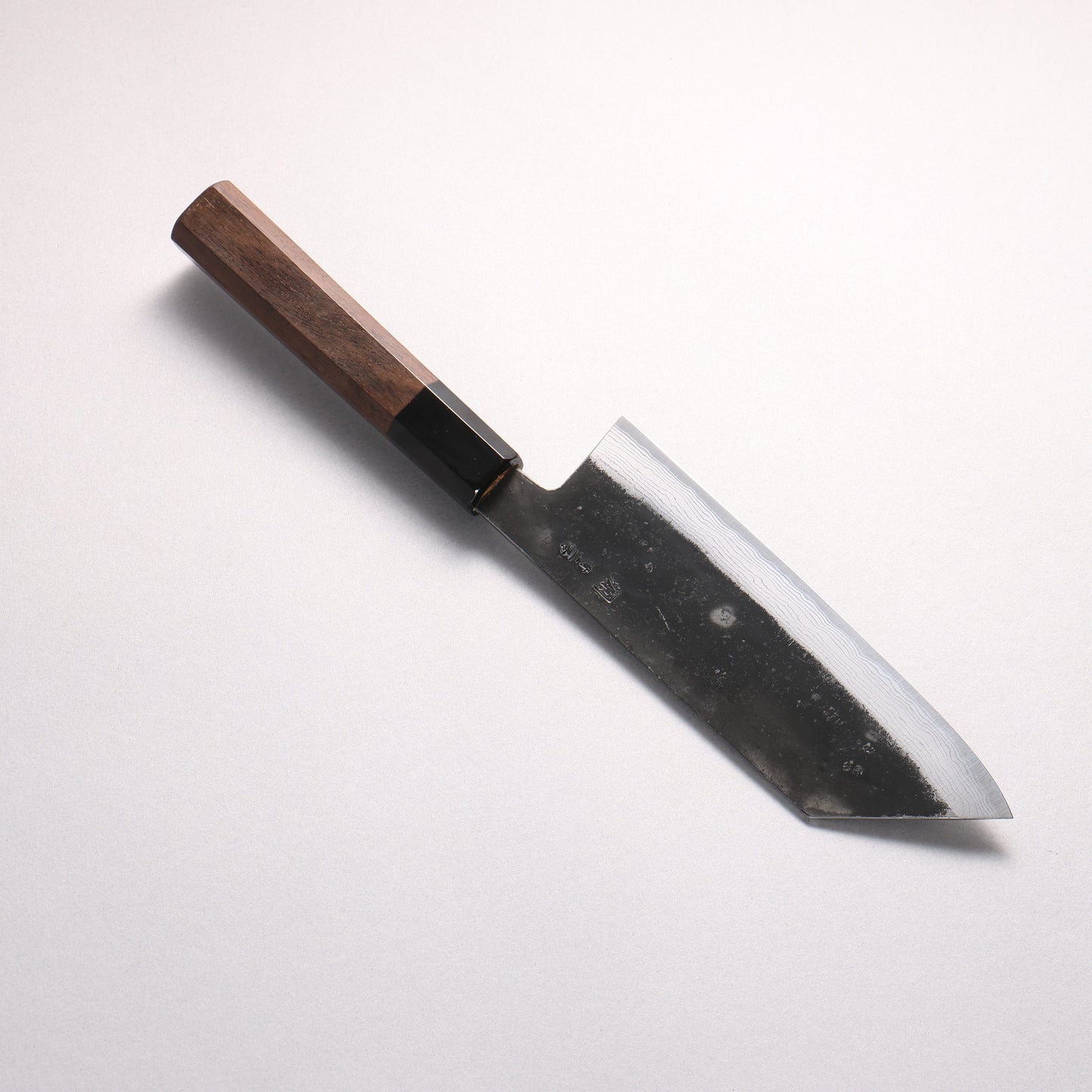田中 誠貴 鉄火 青ニ鋼 黒打 ダマスカス 菜切包丁 165mm ウォルナット柄