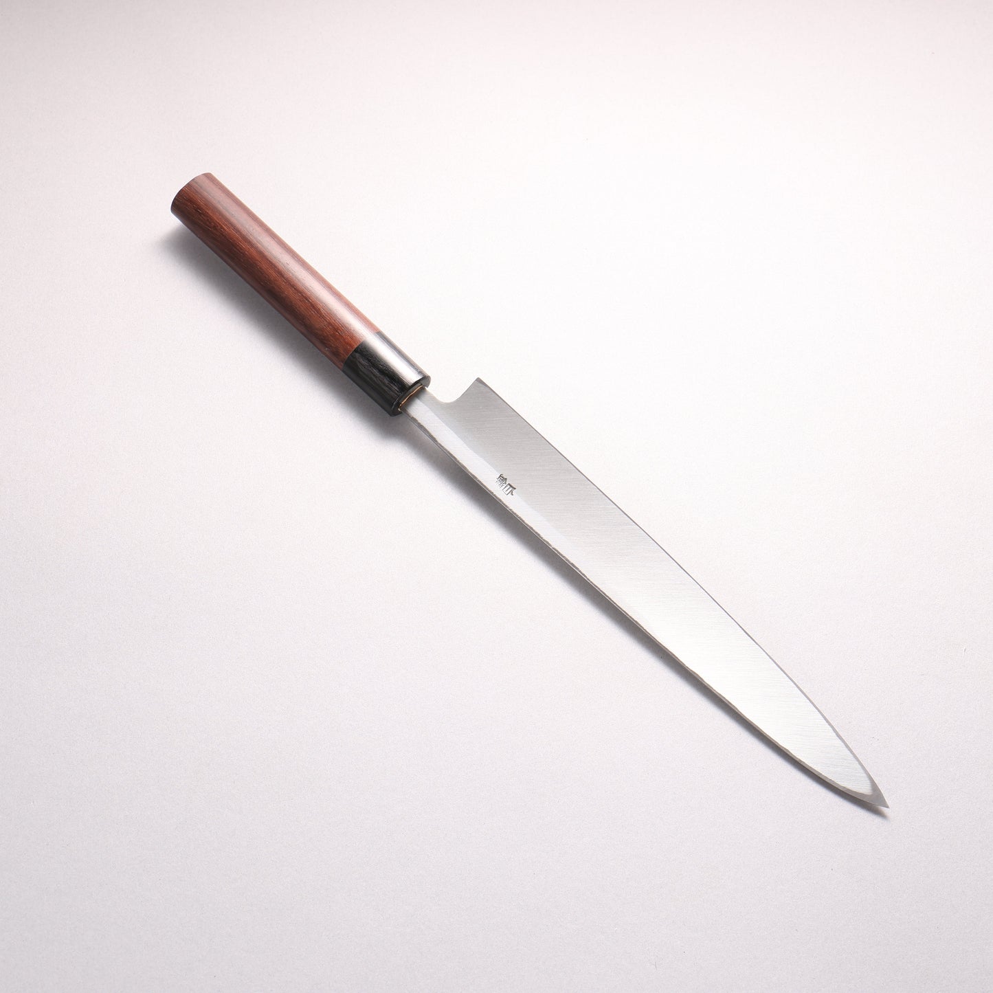 清助 白鋼 霞研 柳刃包丁 240mm 紫檀 (口輪：黒合板) しのぎ柄