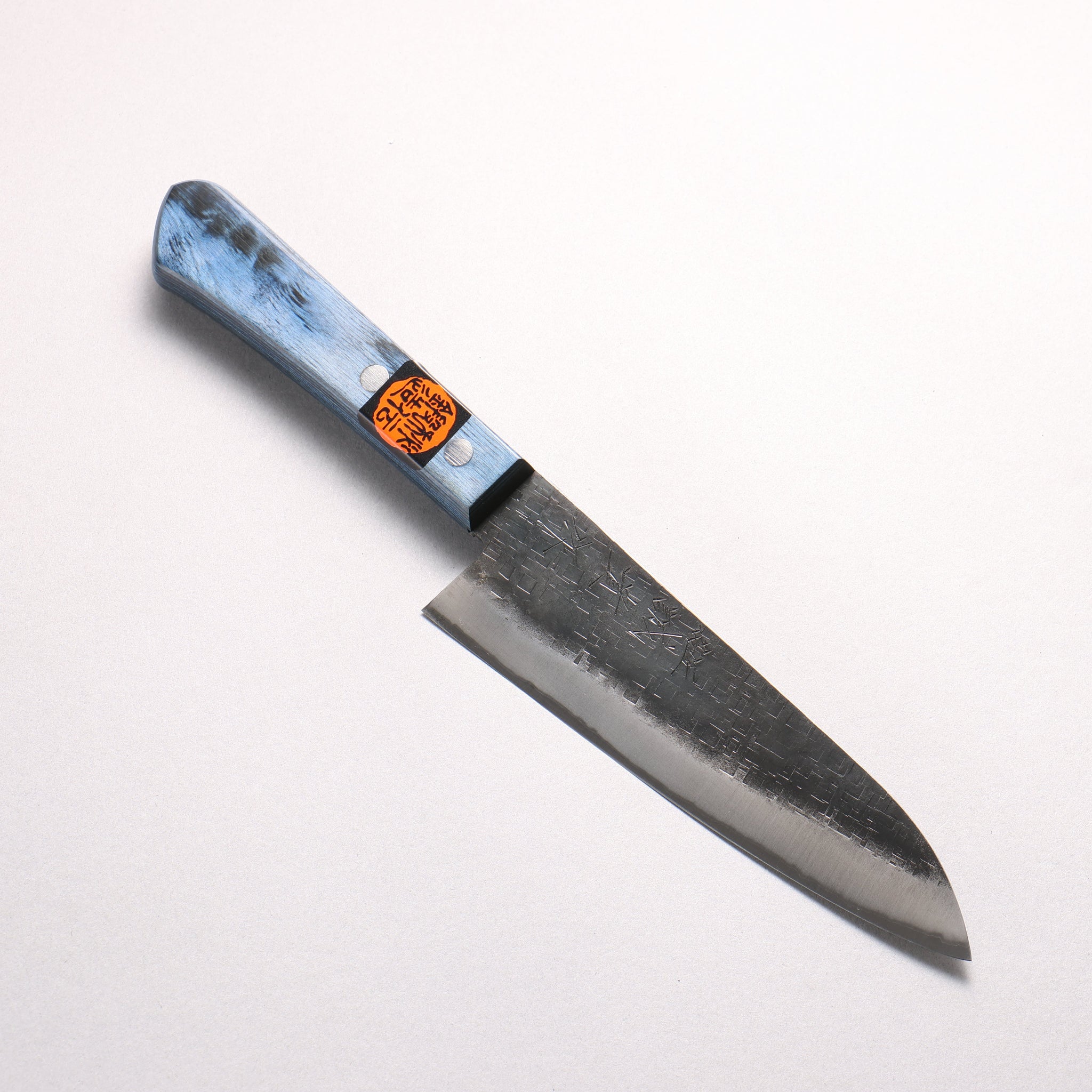田中 誠貴 青ニ鋼 黒仕上げ 鎚目(角) 小三徳包丁 150mm 青合板柄 - 清助刃物