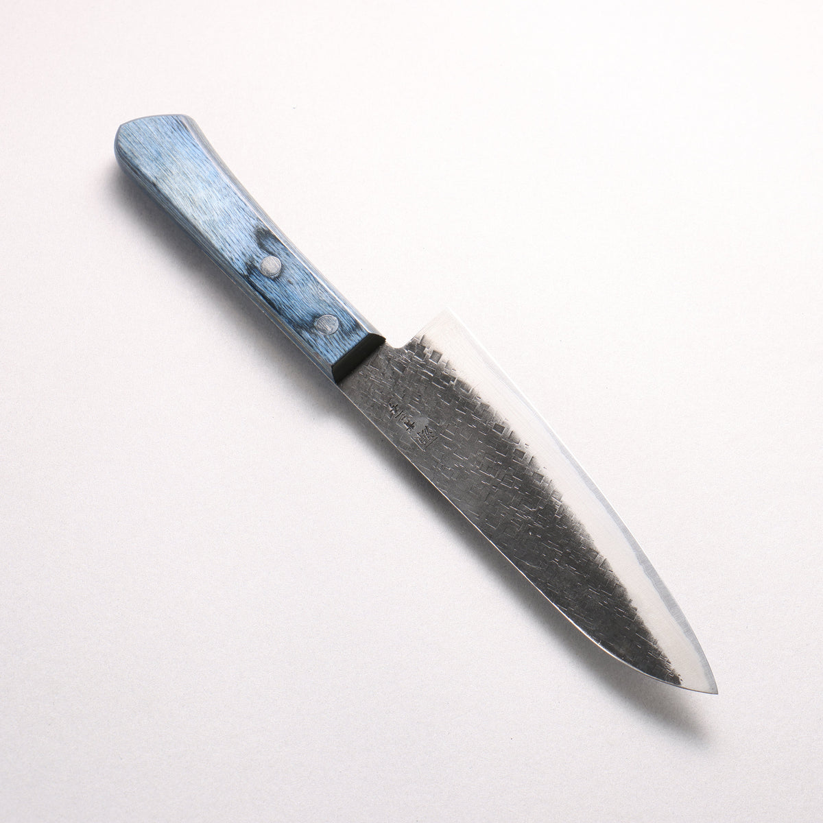 田中 誠貴 青ニ鋼 黒仕上げ 鎚目(角) 小三徳包丁 150mm 青合板柄 - 清助刃物
