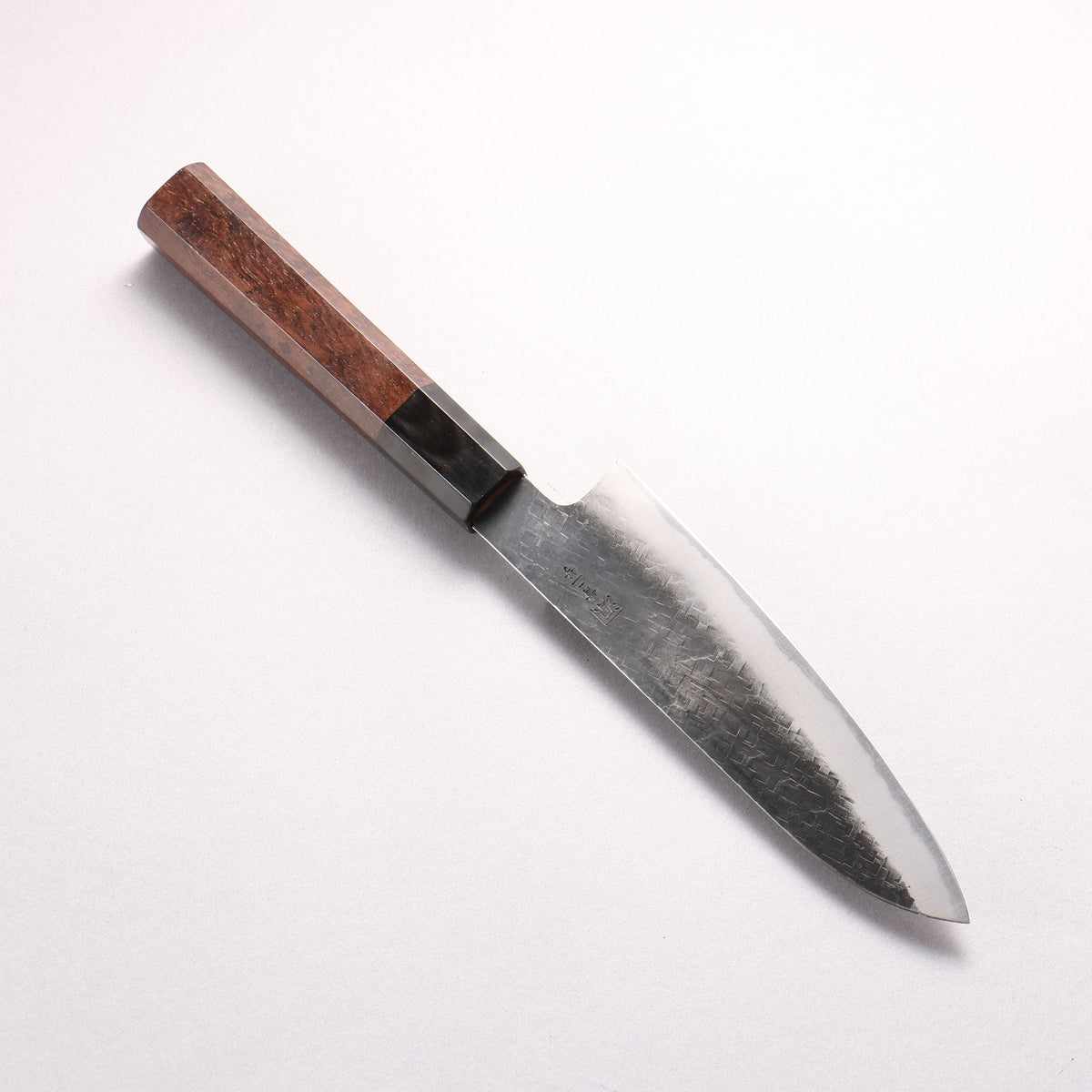 田中 誠貴 青ニ鋼 黒仕上げ 鎚目(角) 小三徳包丁 150mm ウォルナット柄