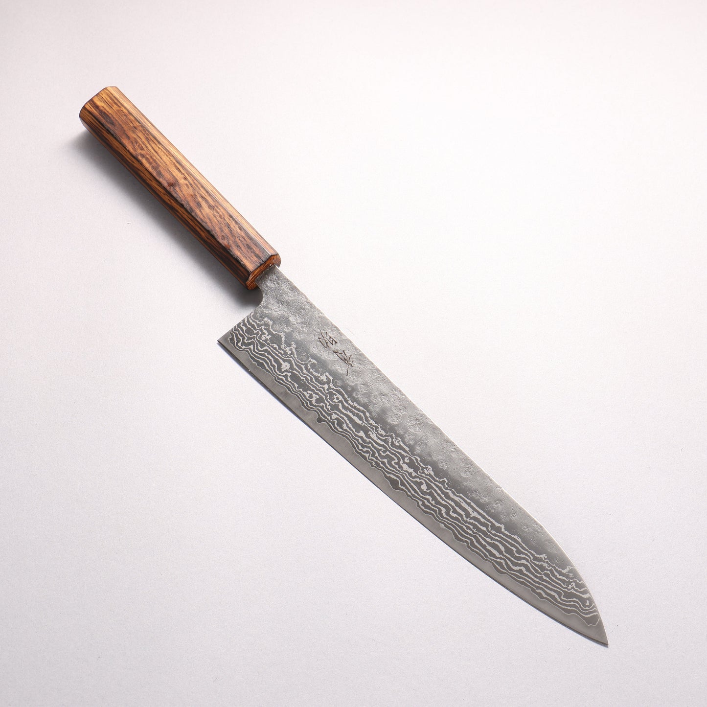 清助 ステンレス 440C 鎚目 ダマスカス マット 牛刀包丁 240mm 樫焼柄