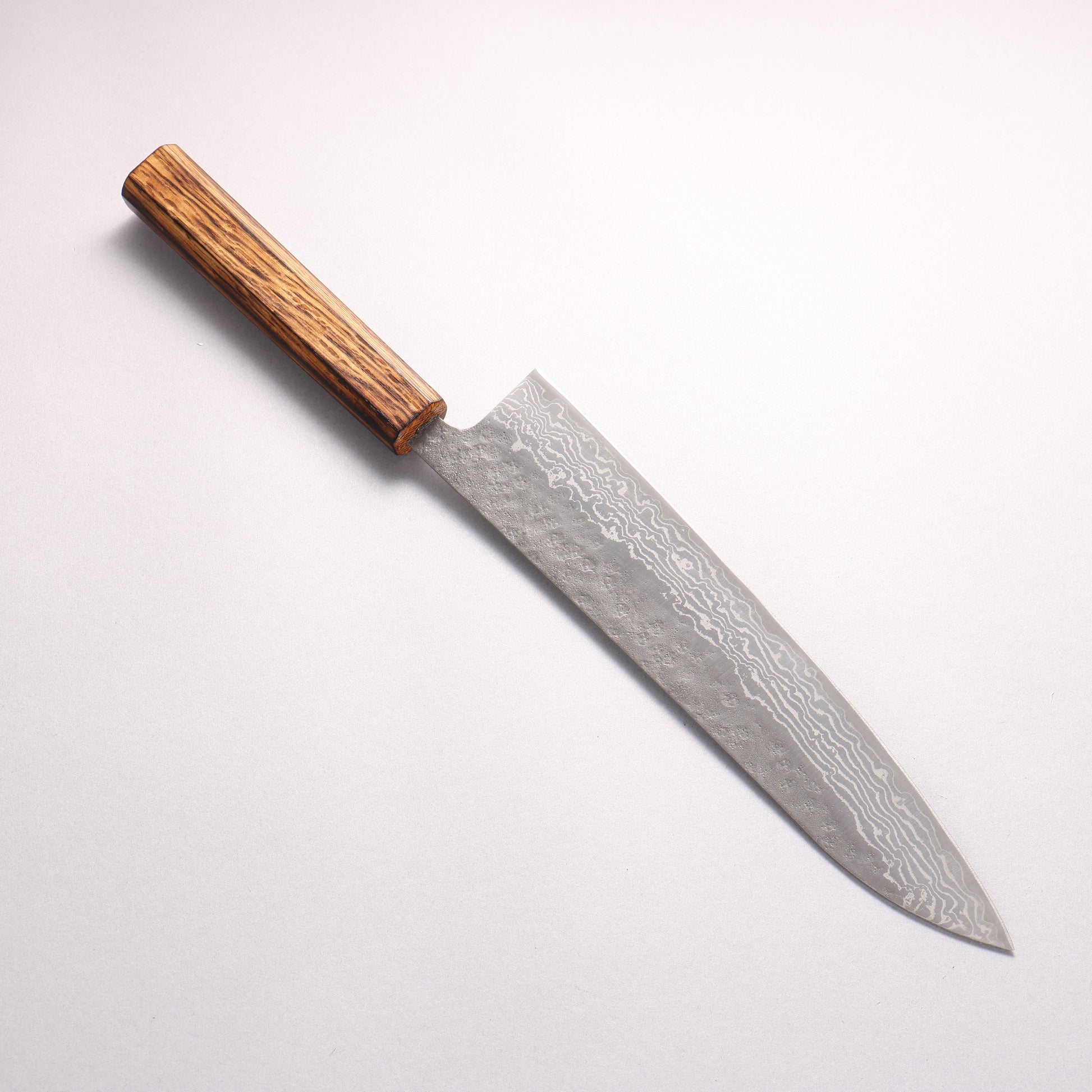清助 ステンレス 440C 鎚目 ダマスカス マット 牛刀包丁 240mm 樫焼柄