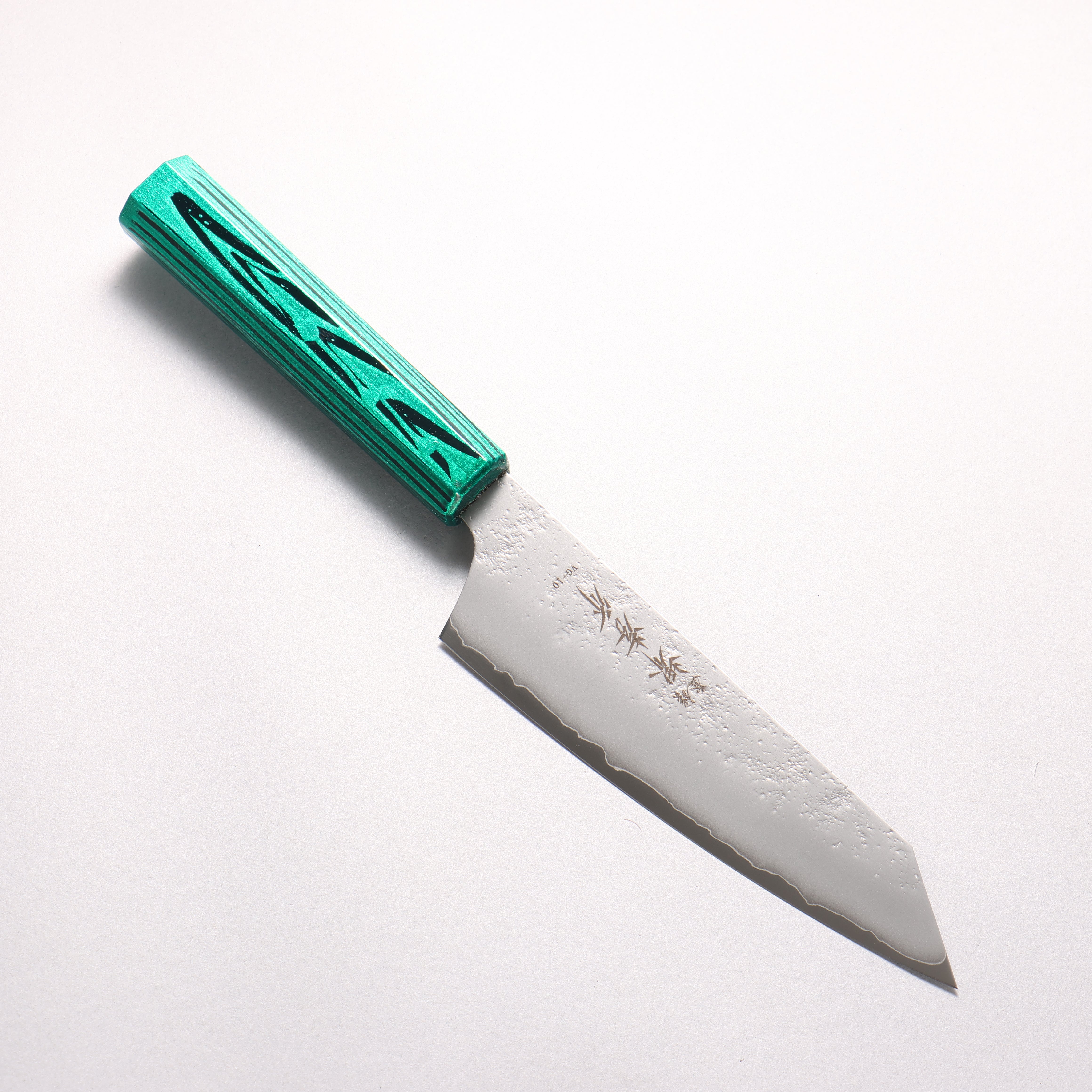堺 孝行 彩煌 V金10号 梨地 剣型三徳包丁 160mm 煌緑色漆柄 - 清助刃物