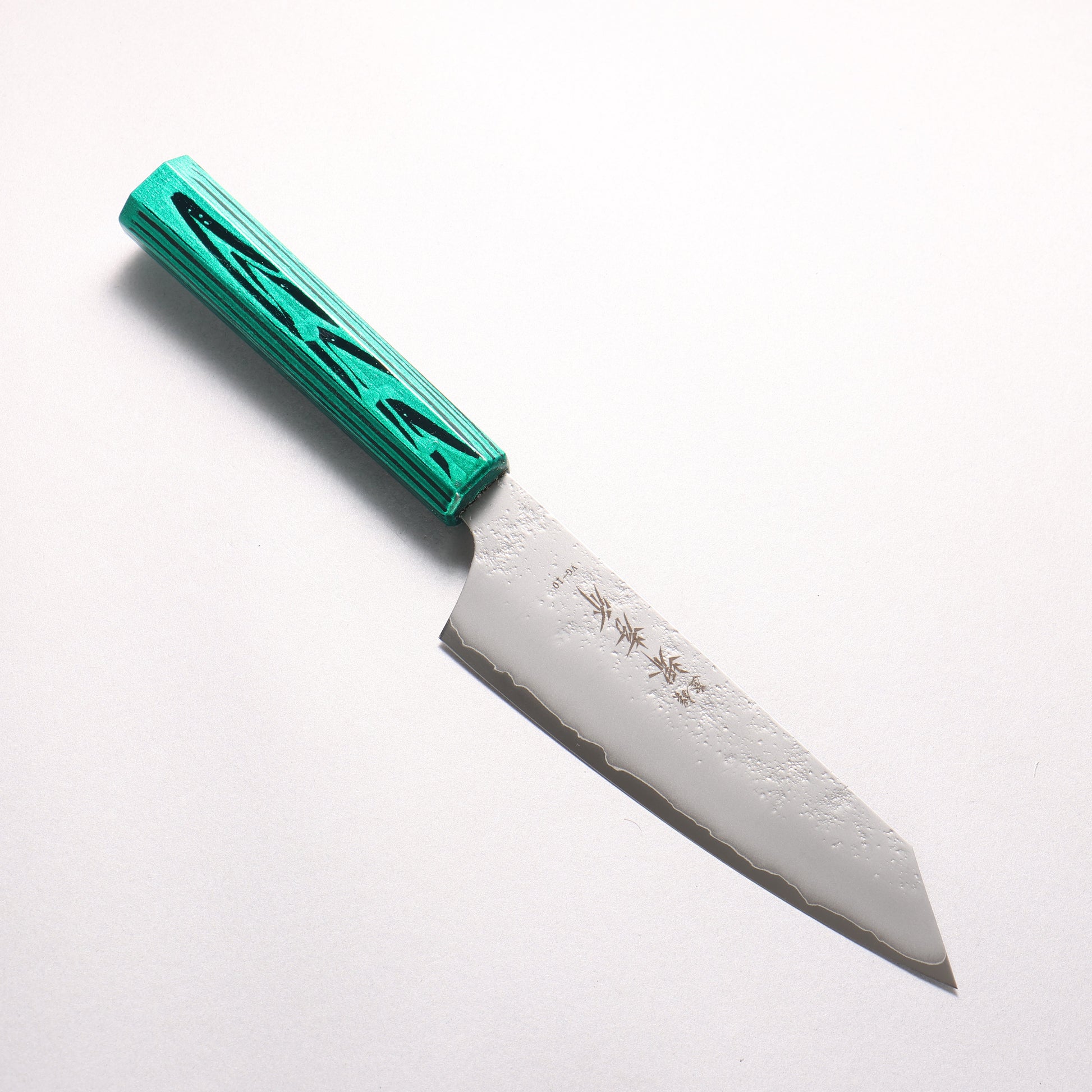 堺 孝行 彩煌 V金10号 梨地 剣型三徳包丁 160mm 煌緑色漆柄