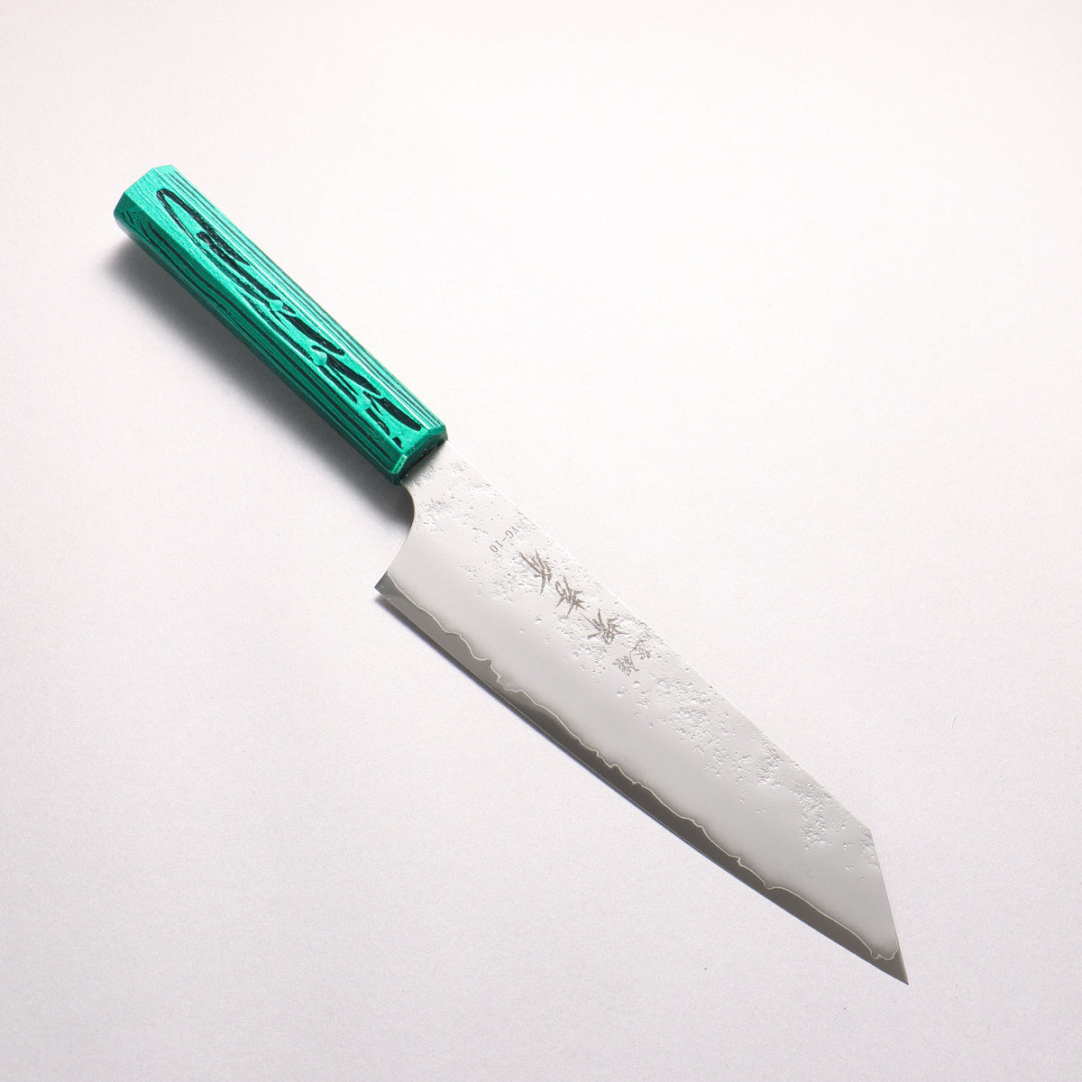 堺 孝行 彩煌 V金10号 梨地 剣型牛刀包丁 190mm 煌緑色漆柄