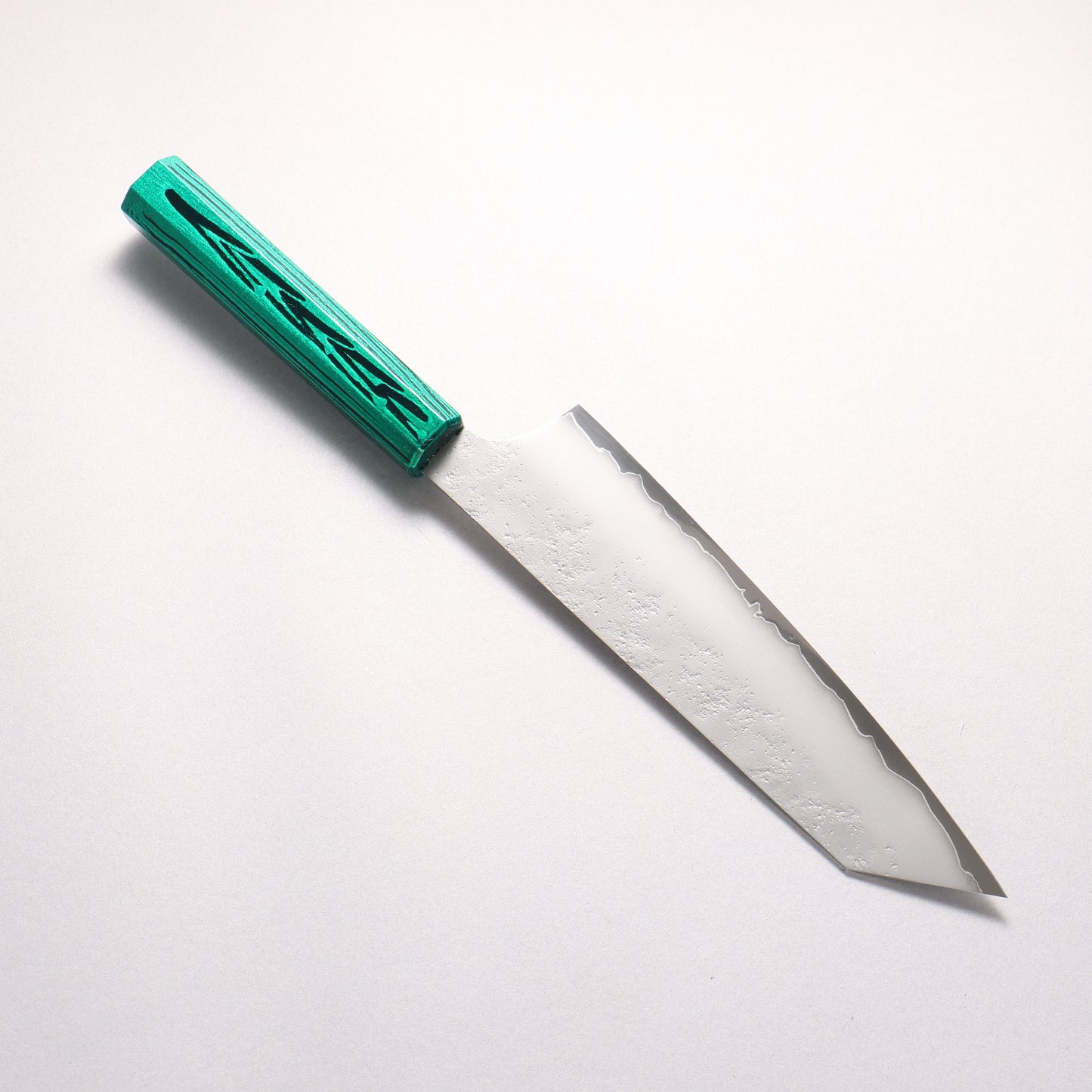 堺 孝行 彩煌 V金10号 梨地 剣型牛刀包丁 190mm 煌緑色漆柄