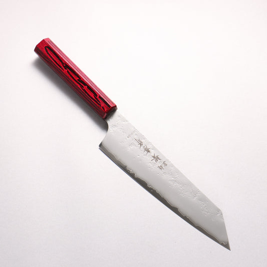 堺 孝行 彩煌 V金10号 梨地 剣型牛刀包丁 190mm 煌赤色漆柄 - 清助刃物