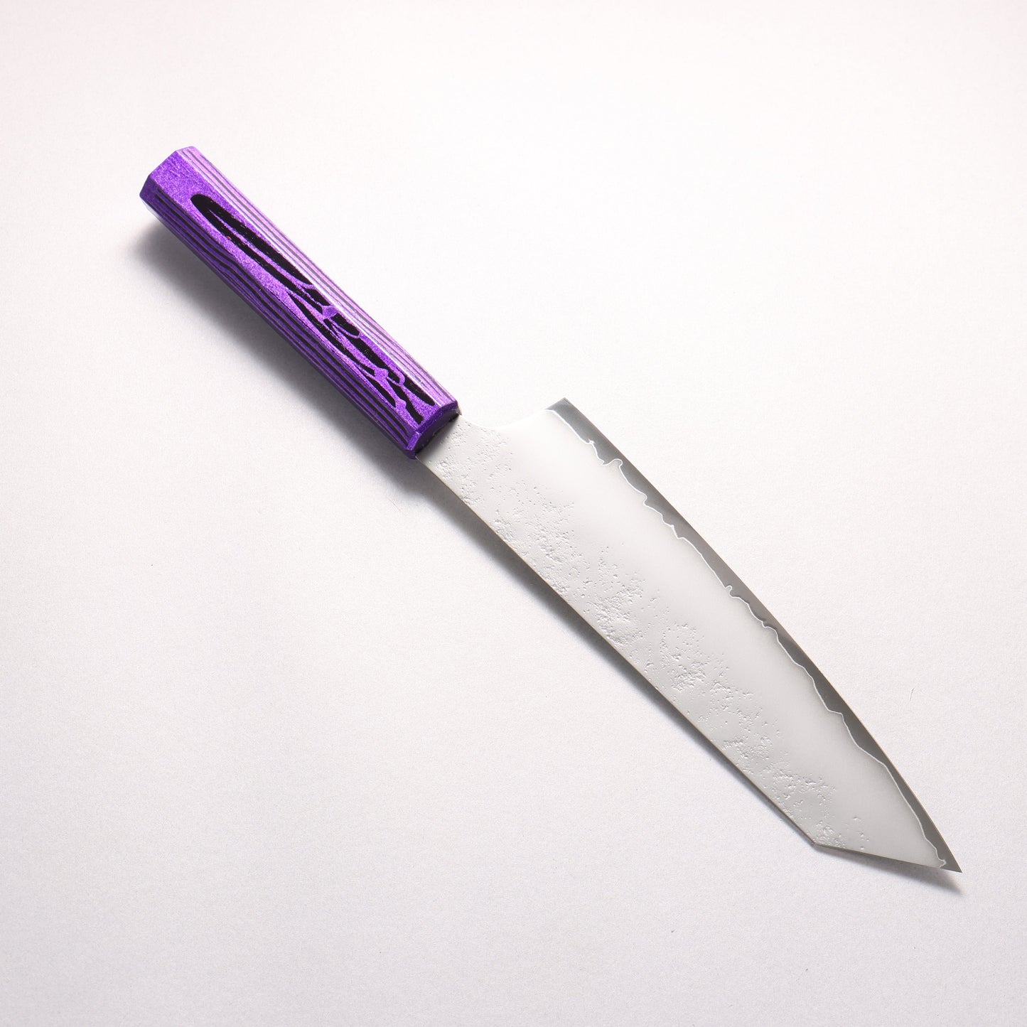 堺 孝行 彩煌 V金10号 梨地 剣型牛刀包丁 190mm 煌紫色漆柄