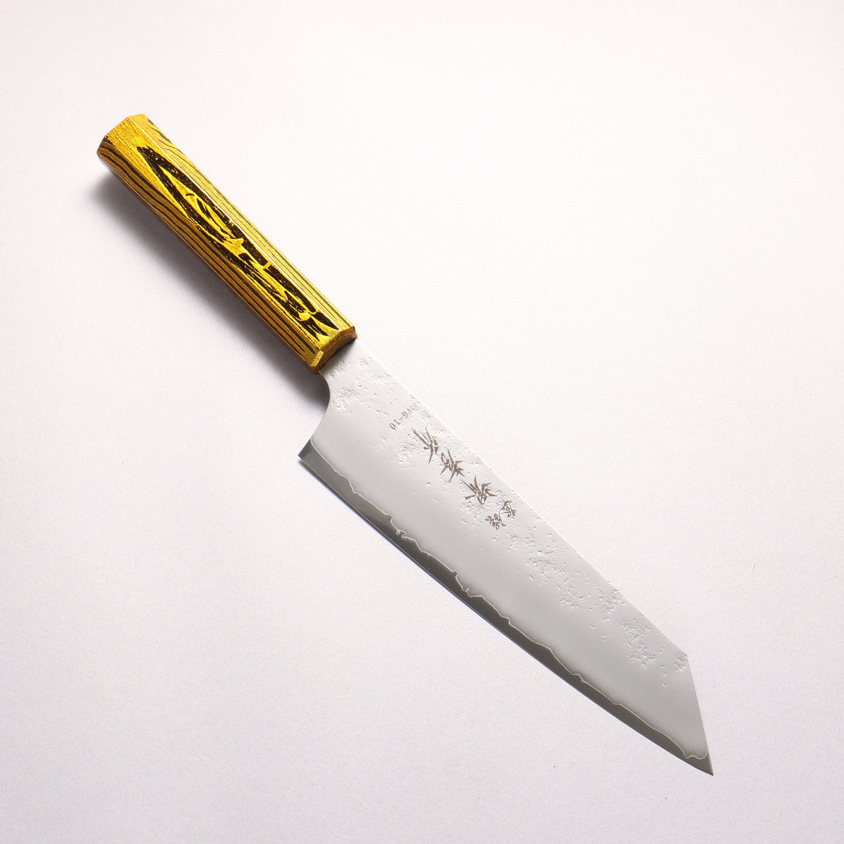 堺 孝行 彩煌 V金10号 梨地 剣型牛刀包丁 190mm 煌金色漆柄 - 清助刃物