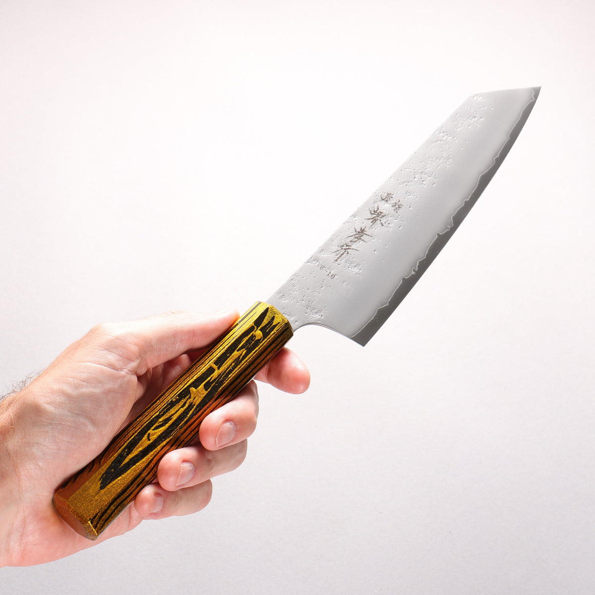 堺 孝行 彩煌 V金10号 梨地 剣型牛刀包丁 190mm 煌金色漆柄