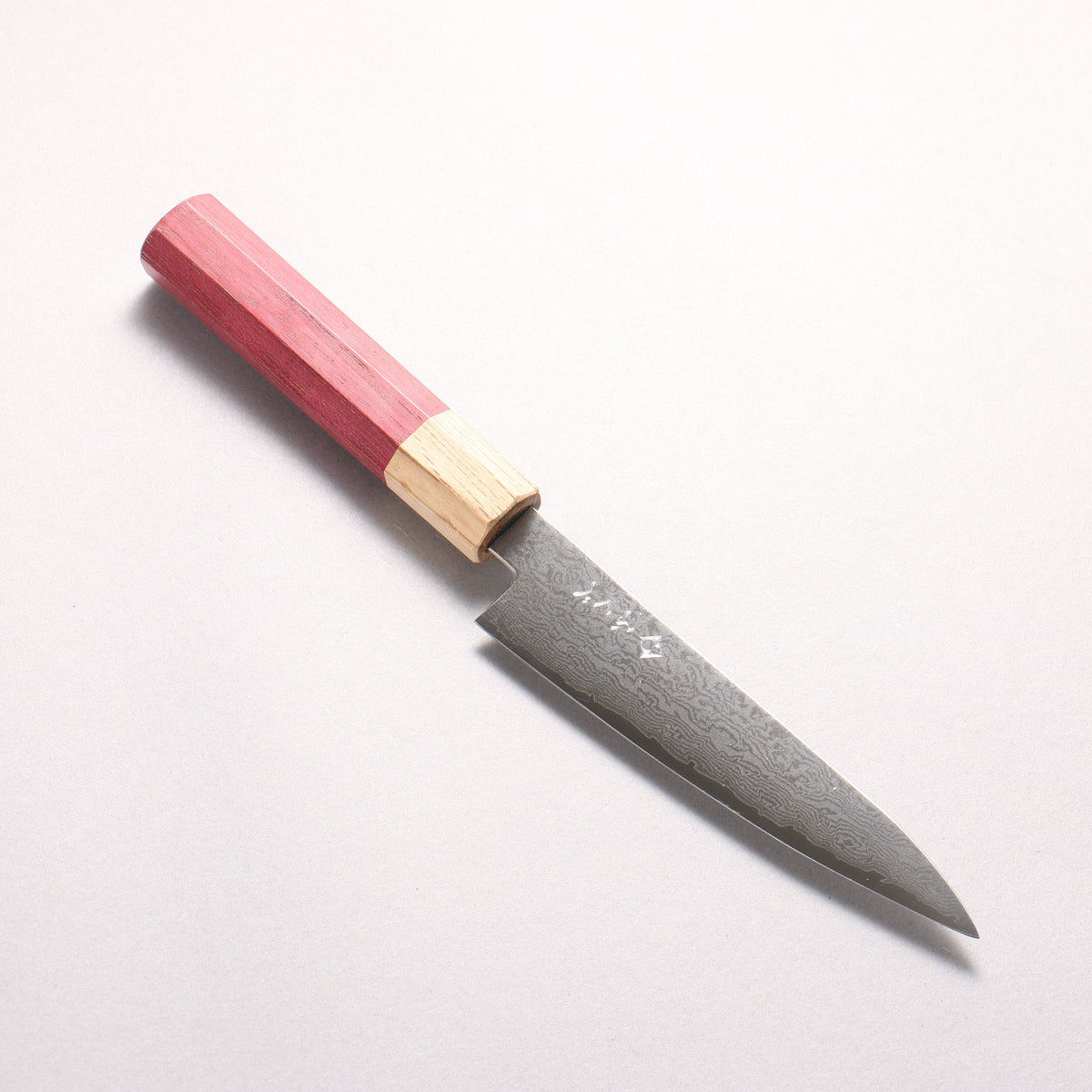 ふくべ V金10号 16層ダマスカス ペティーナイフ 135mm パープルハート柄