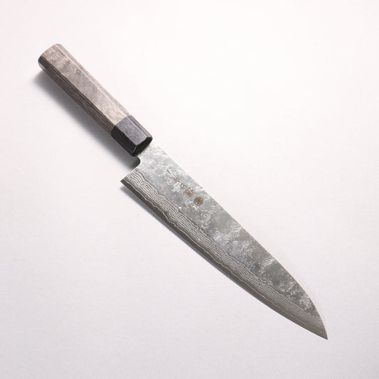 樋口 V金10号 8層ダマスカス 梨地 牛刀包丁 210mm グレー合板柄