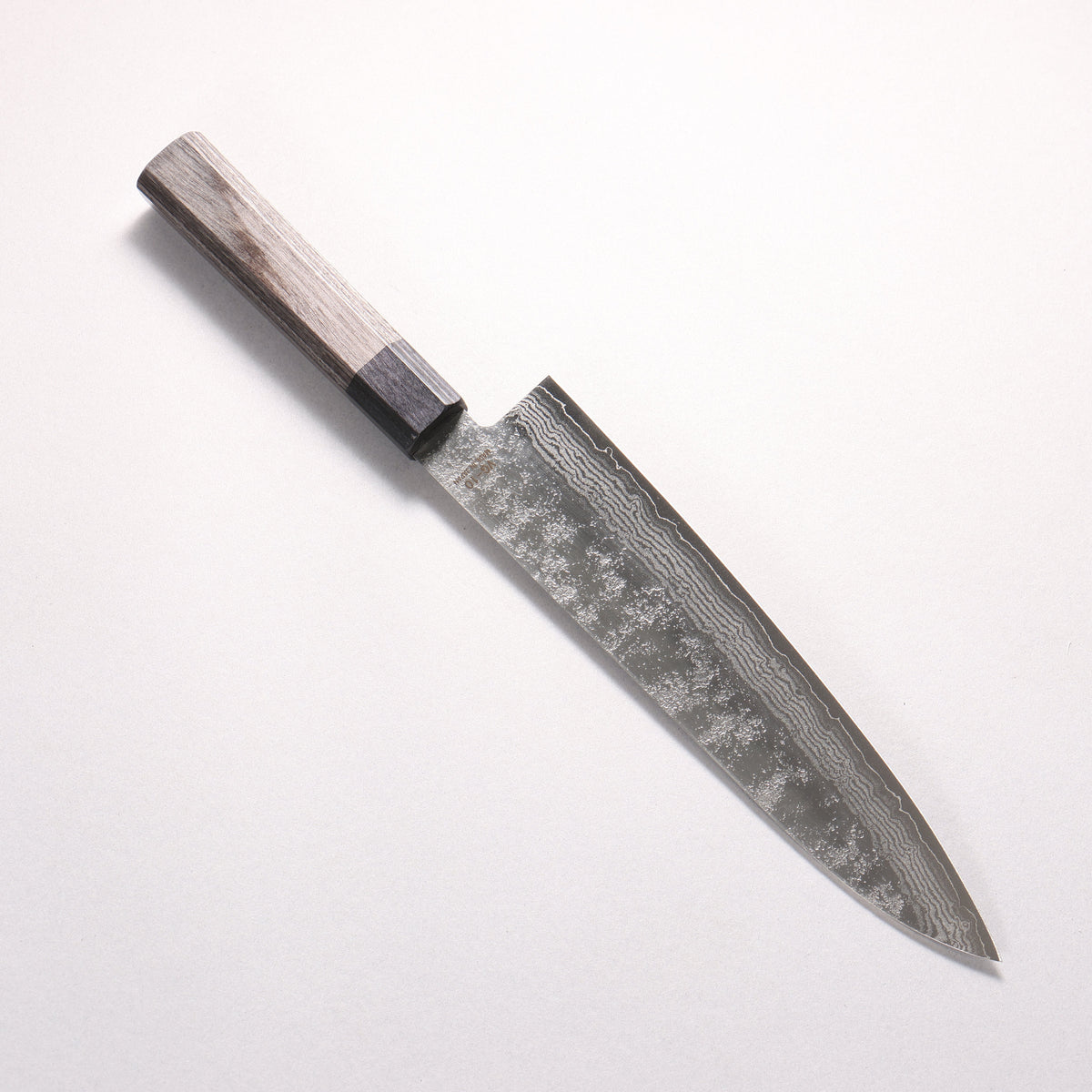 樋口 V金10号 8層ダマスカス 梨地 牛刀包丁 210mm グレー合板柄