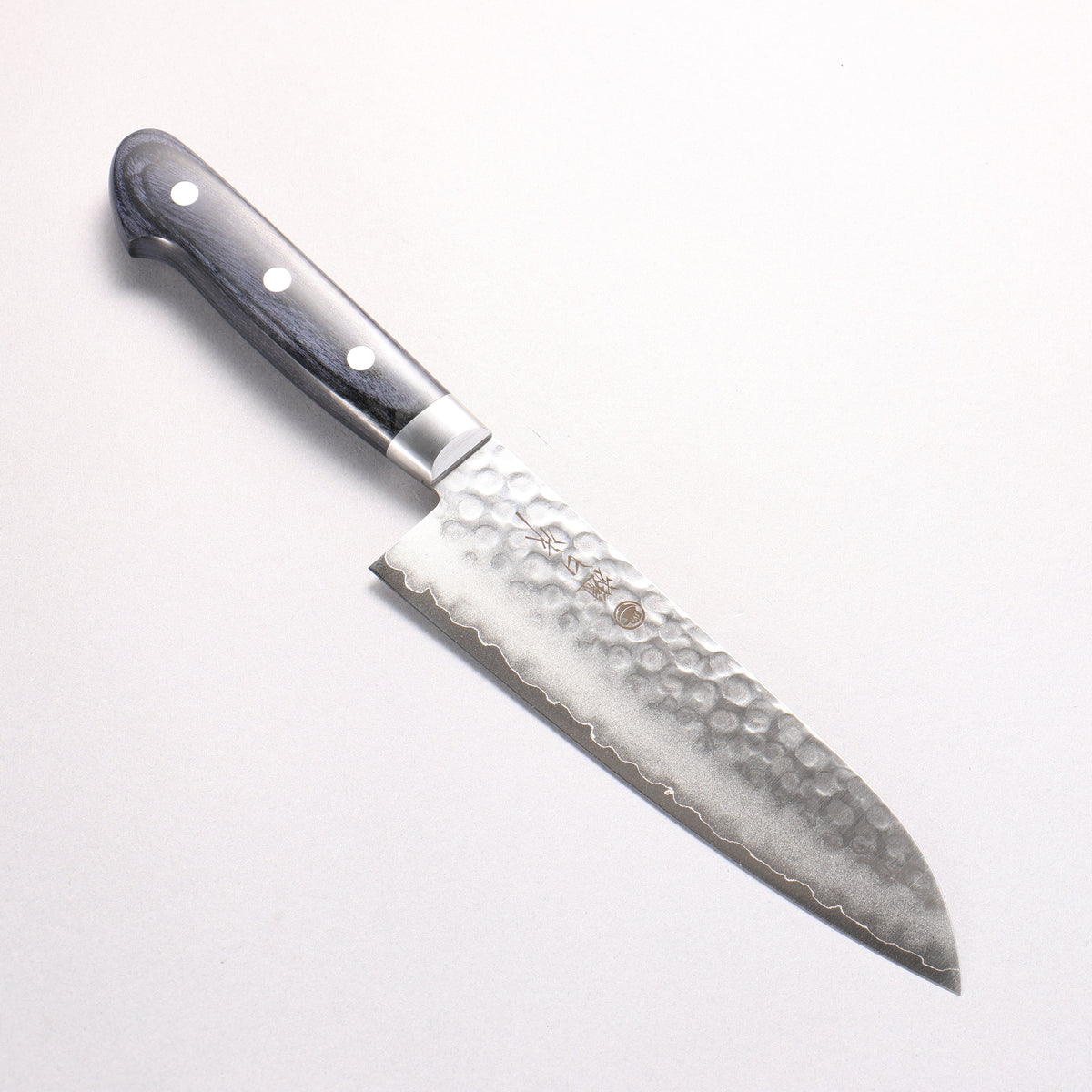 樋口 V金10号 鎚目 三徳包丁 180mm 合板 (紺色)柄