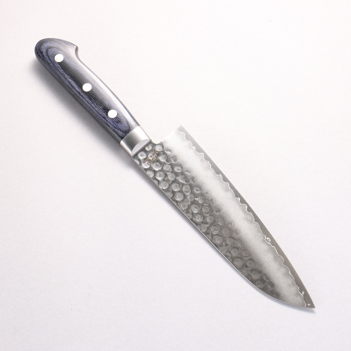 樋口 V金10号 鎚目 三徳包丁 180mm 合板 (紺色)柄 - 清助刃物