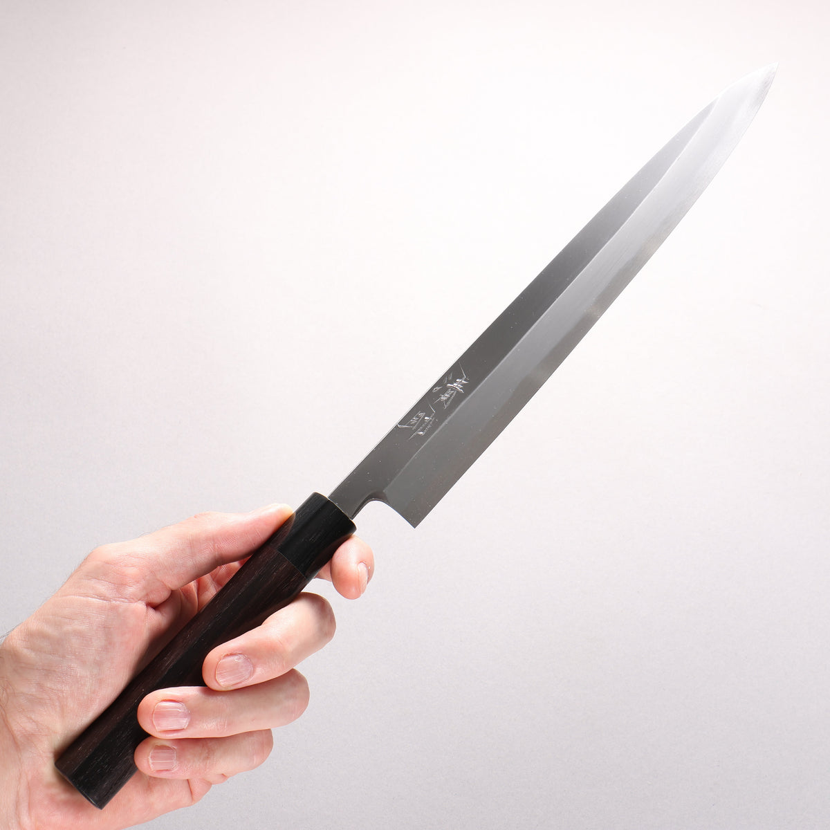 清助 白鋼 霞研 柳刃包丁 270mm 紫檀柄 - 清助刃物