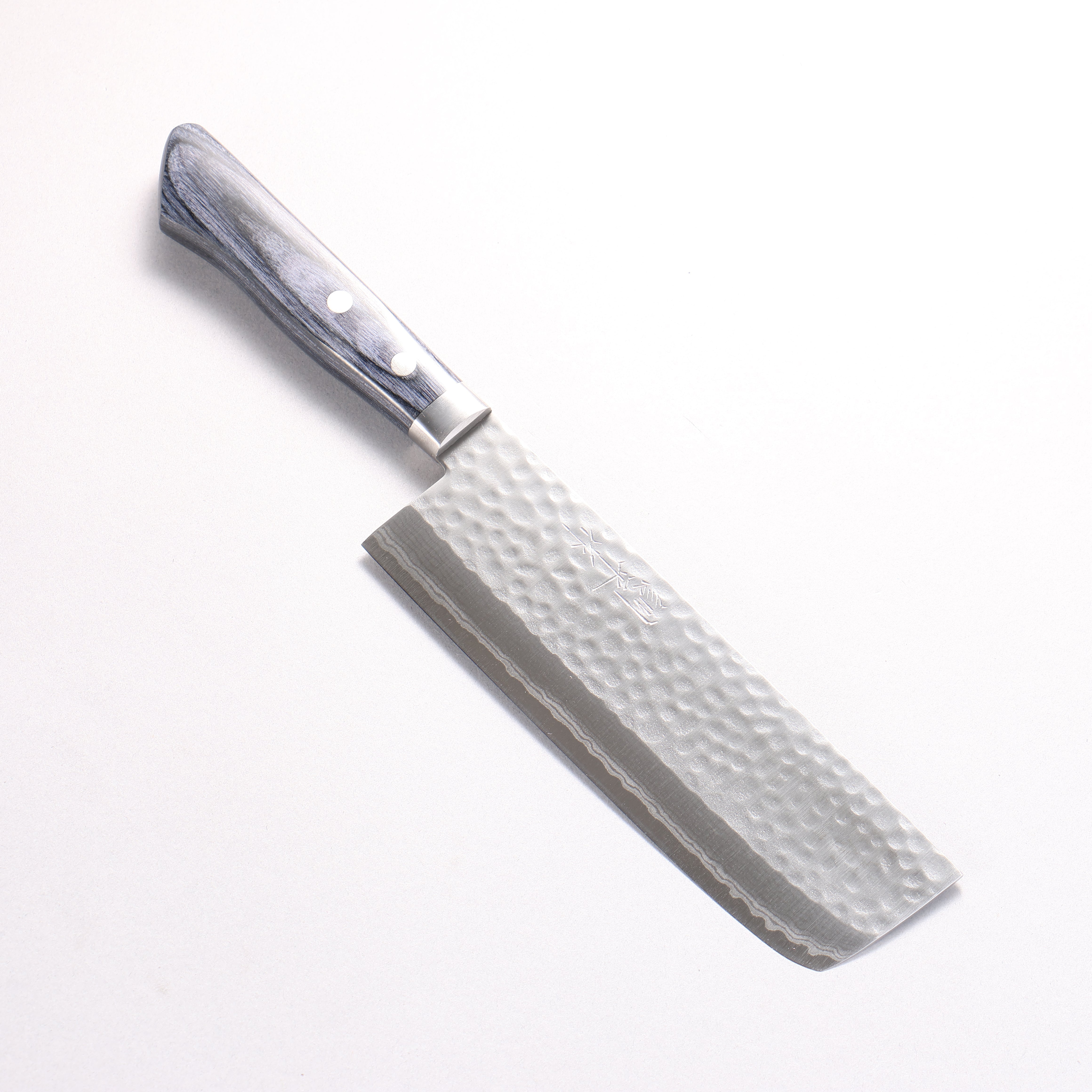 訓平 刻流（こくりゅう） V金10号 鎚目 ダマスカス 菜切包丁 165mm 合板 (紺色)柄 - 清助刃物