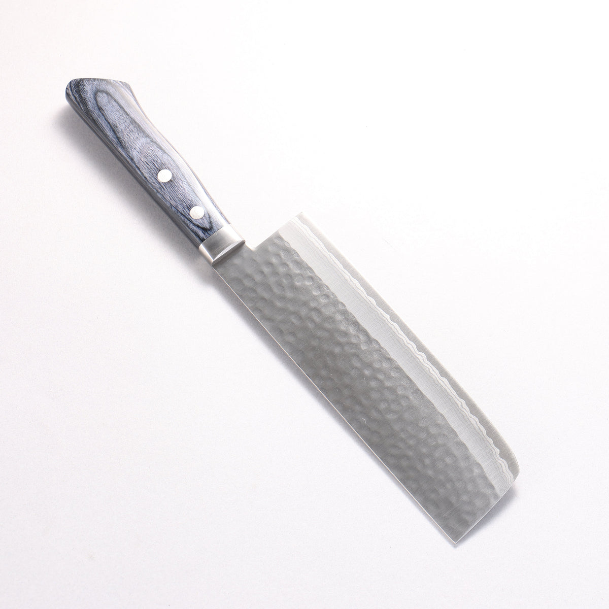 訓平 刻流（こくりゅう） V金10号 鎚目 ダマスカス 菜切包丁 165mm 合板 (紺色)柄 - 清助刃物